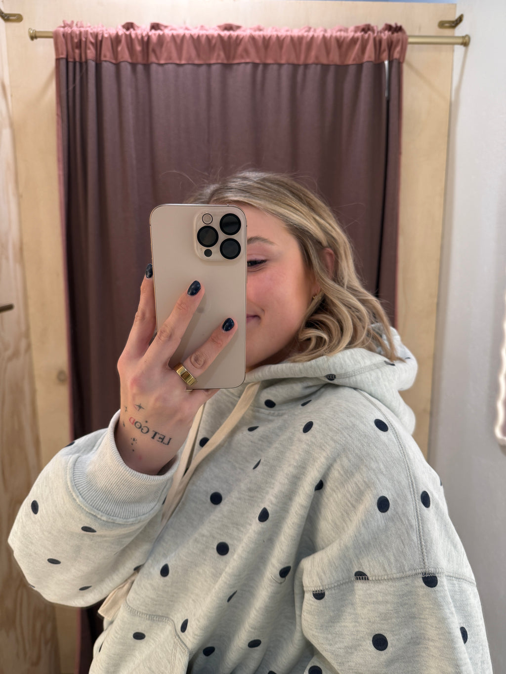 Polka Dottie Bubble Hem Hoodie