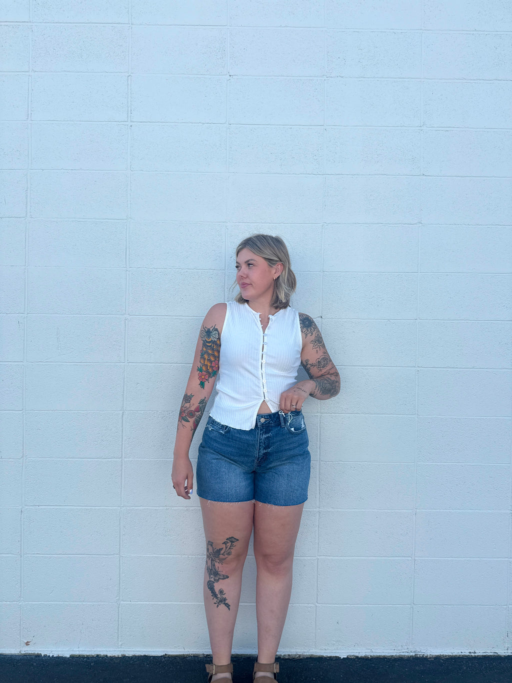 High Rise Dark Wash Denim Shorts