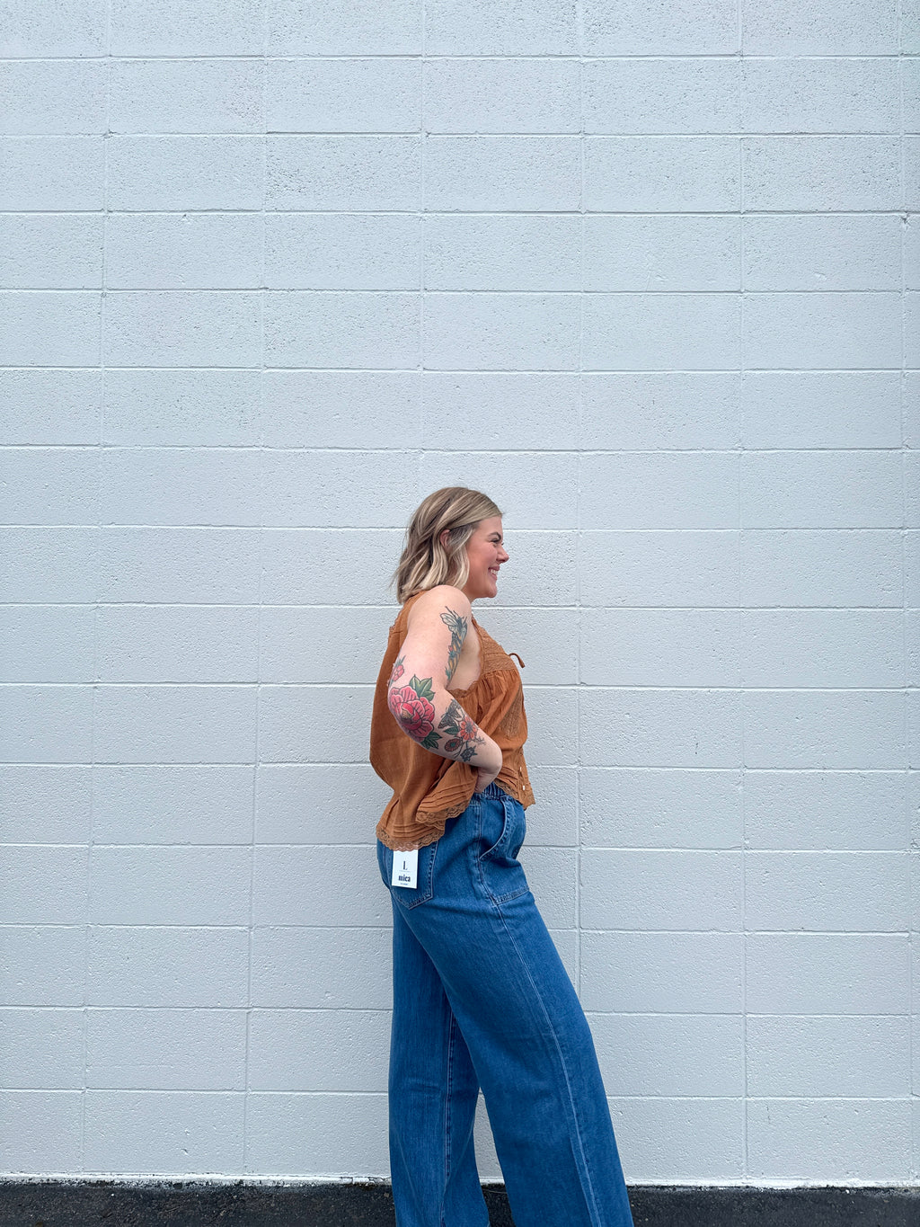High Waisted Dark Wash Denim Wide Leg