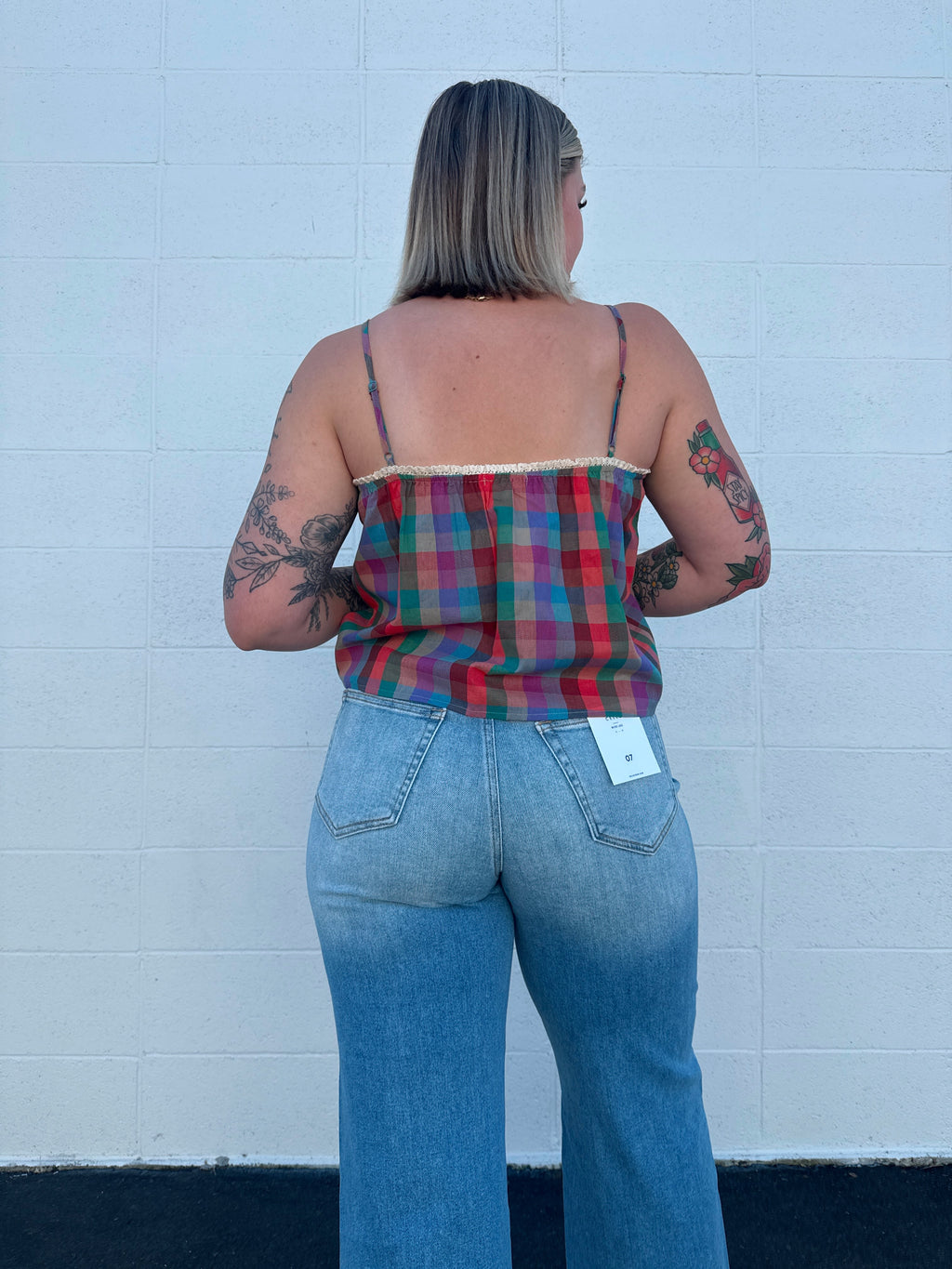 High Rise Crop Raw Hem Denim Pants