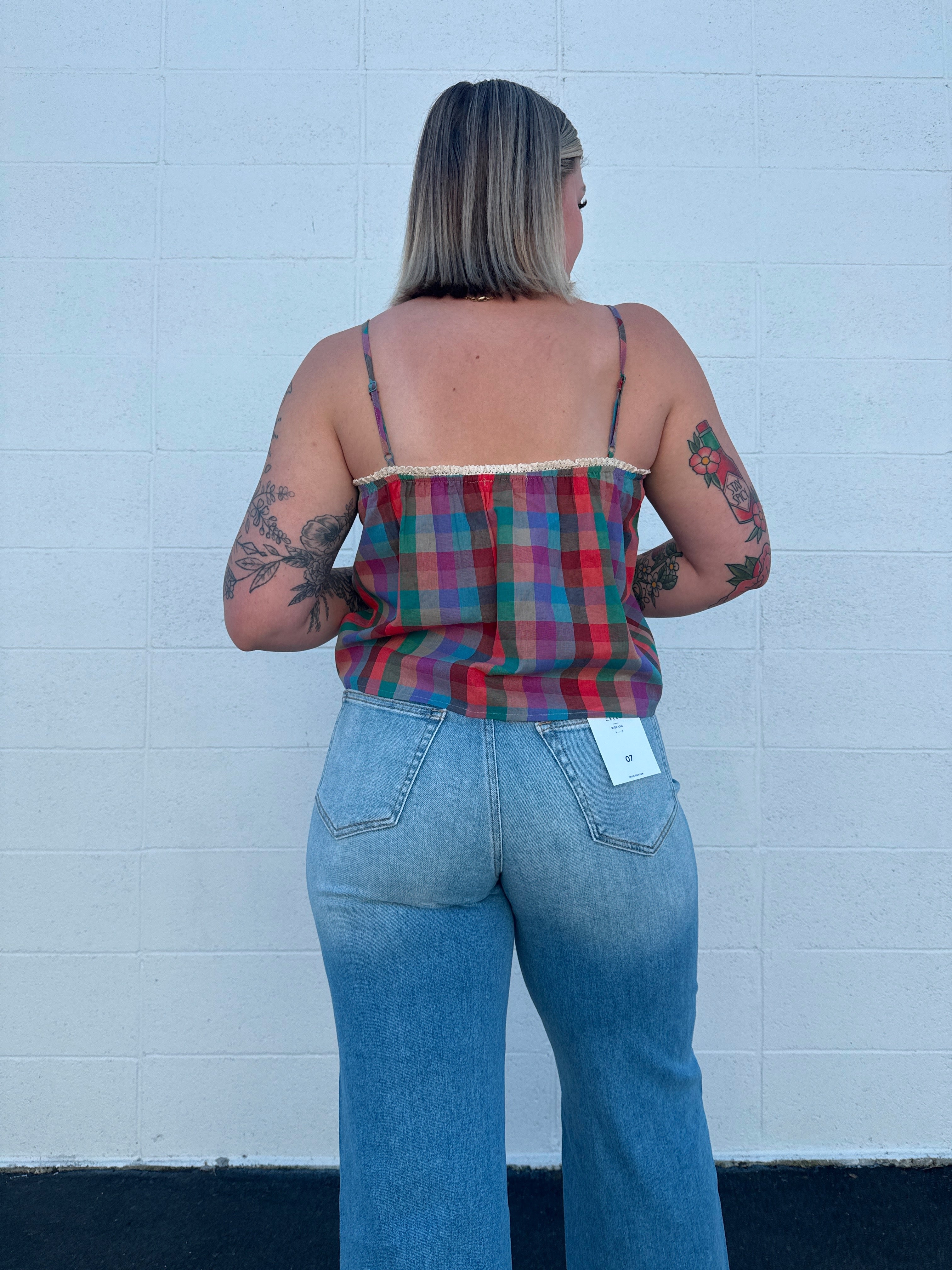 High Rise Crop Raw Hem Denim Pants
