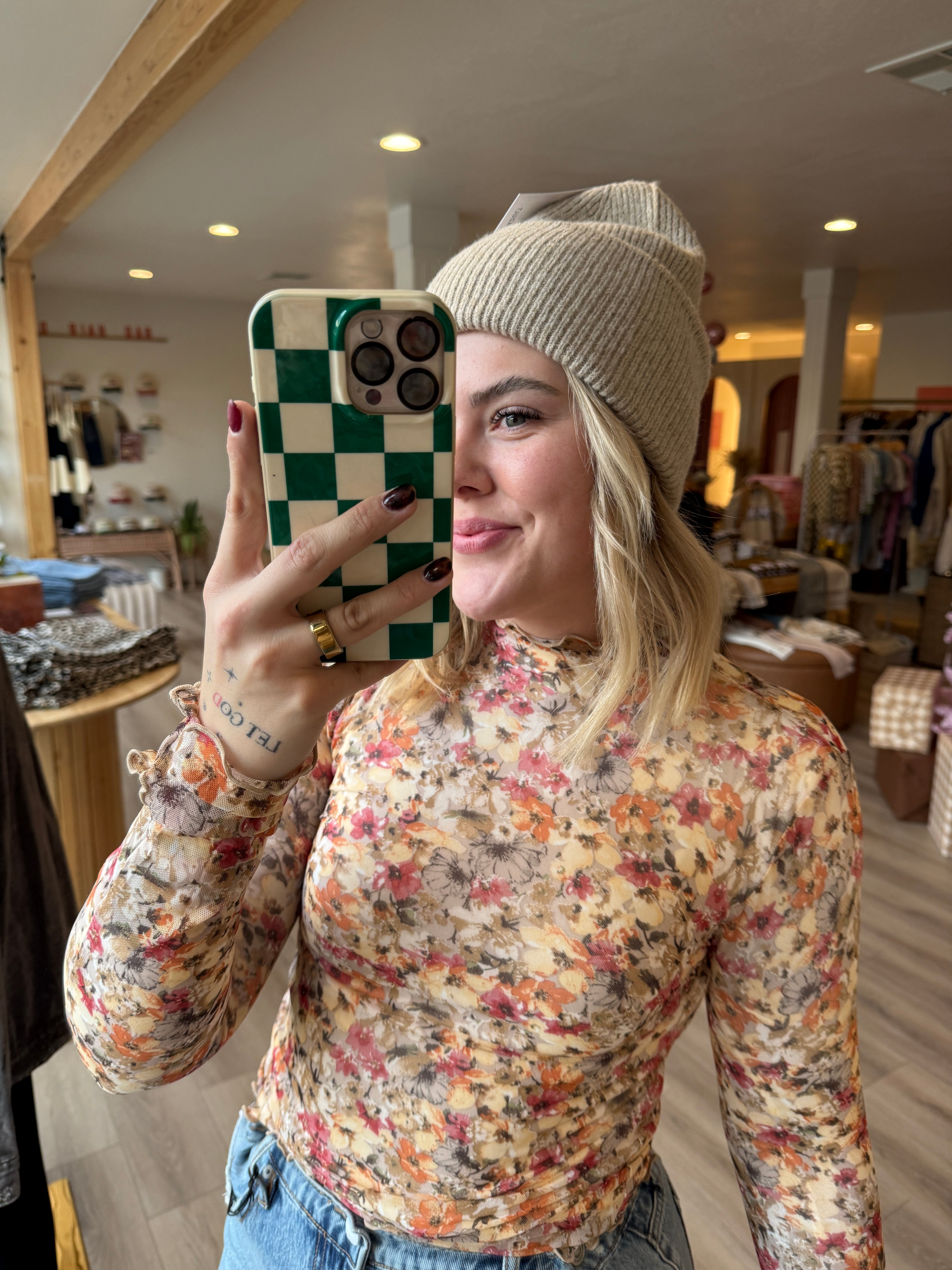 Fall Floral Mesh Long Sleeve