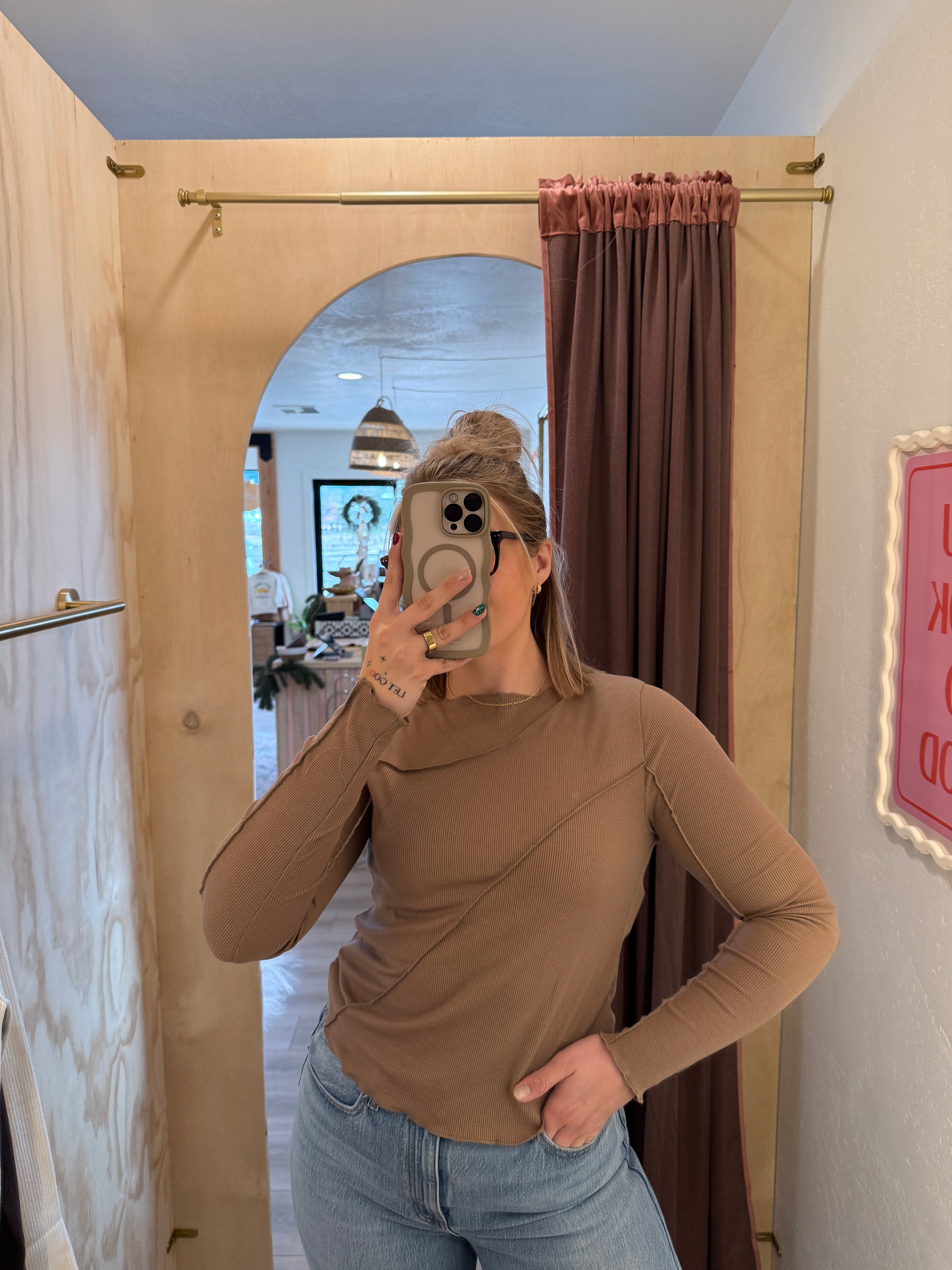 Ribbed Textured Knit Long Sleeve