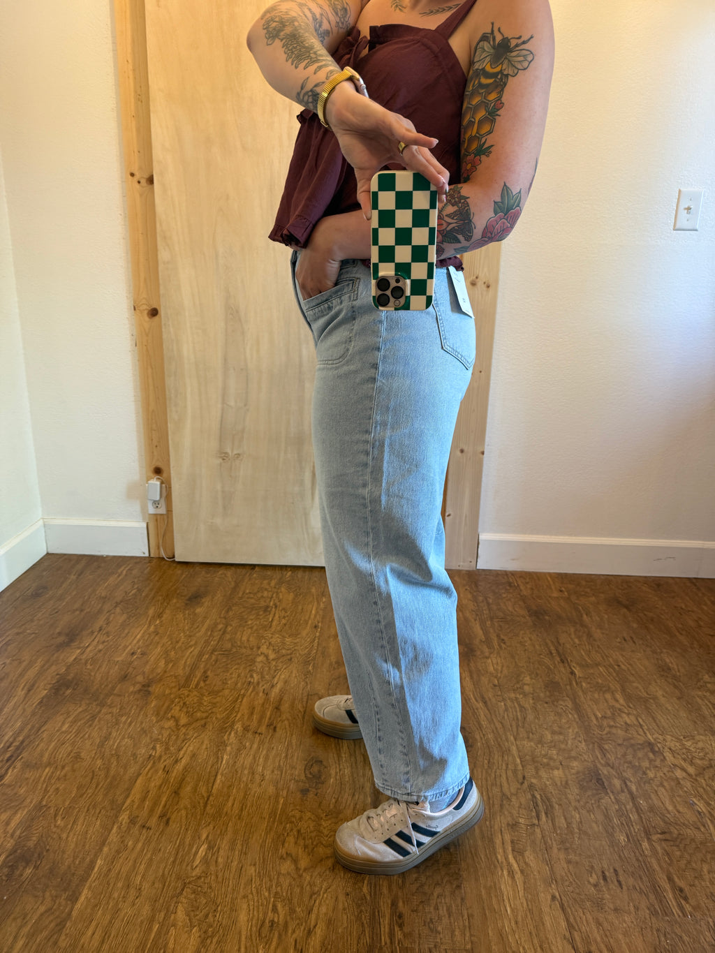 Kenzie Front Pocket Barrel Jeans