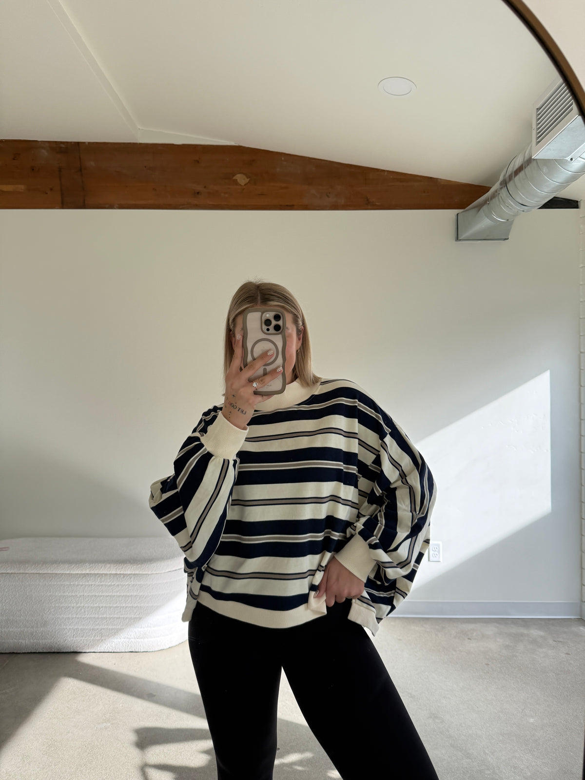 Striped Oversized Mockneck Top