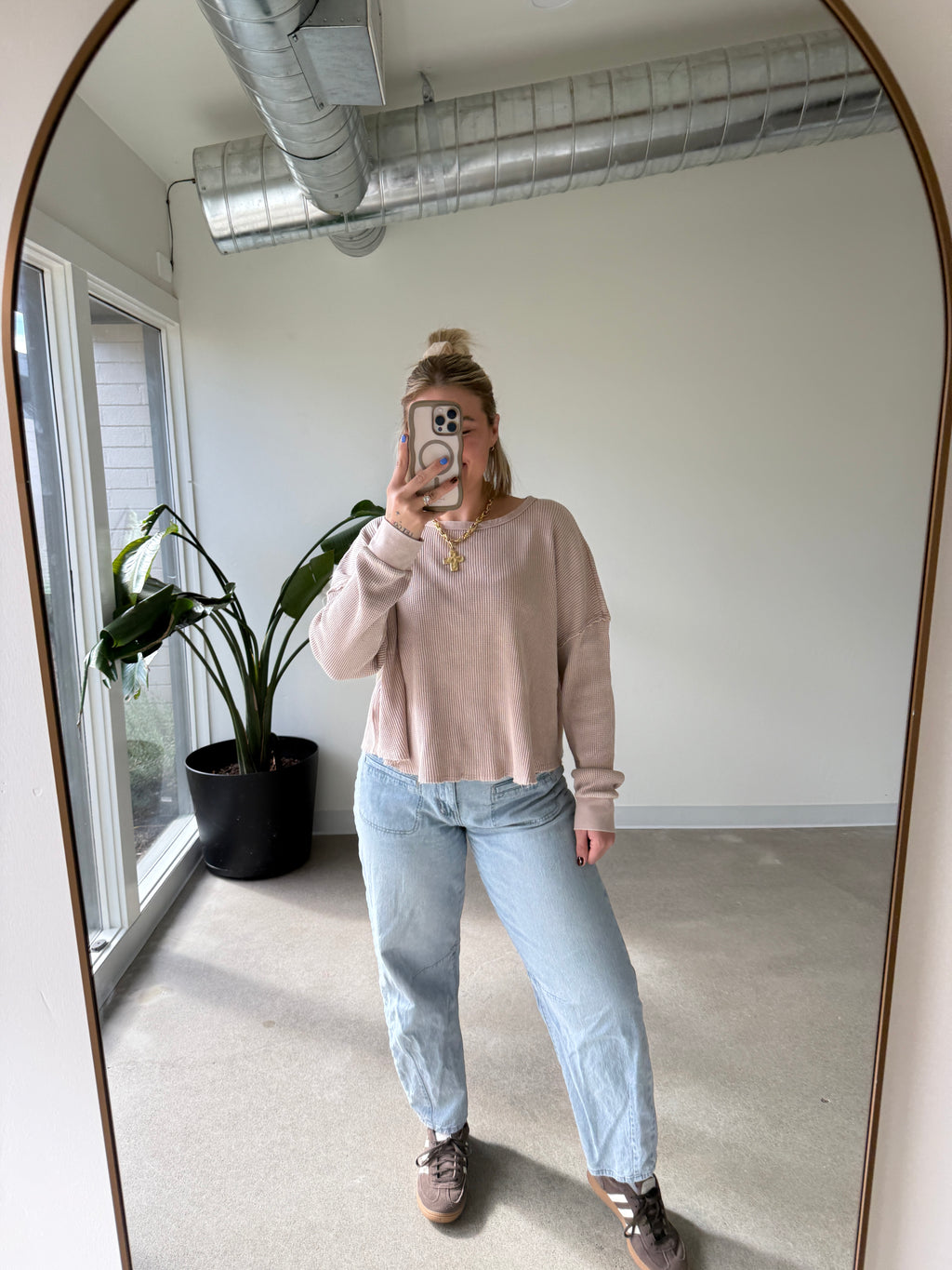 Mineral Wash Waffle Oversized Top (Multiple Colors)
