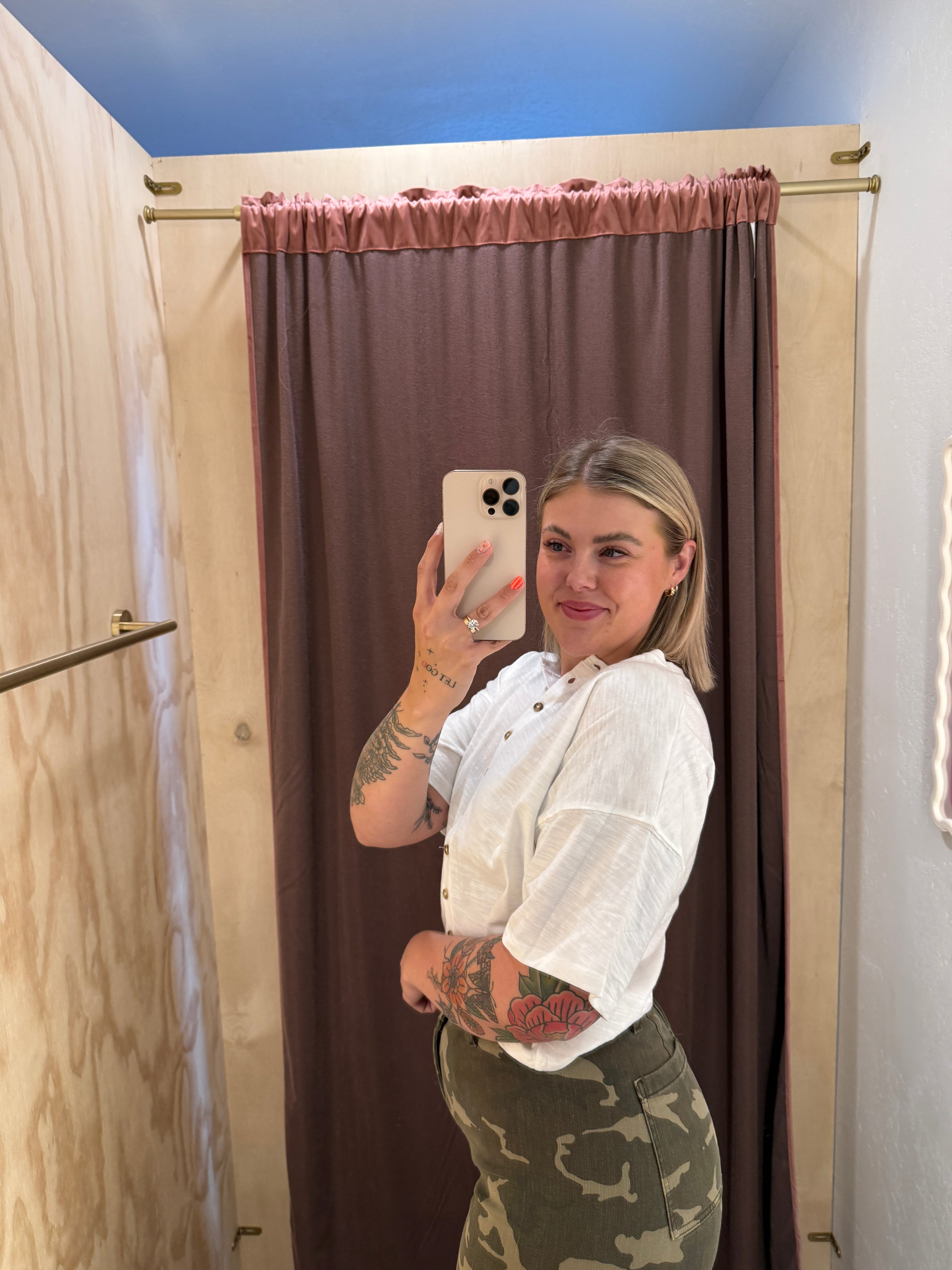 Call Me Beep Me Button Down Tee