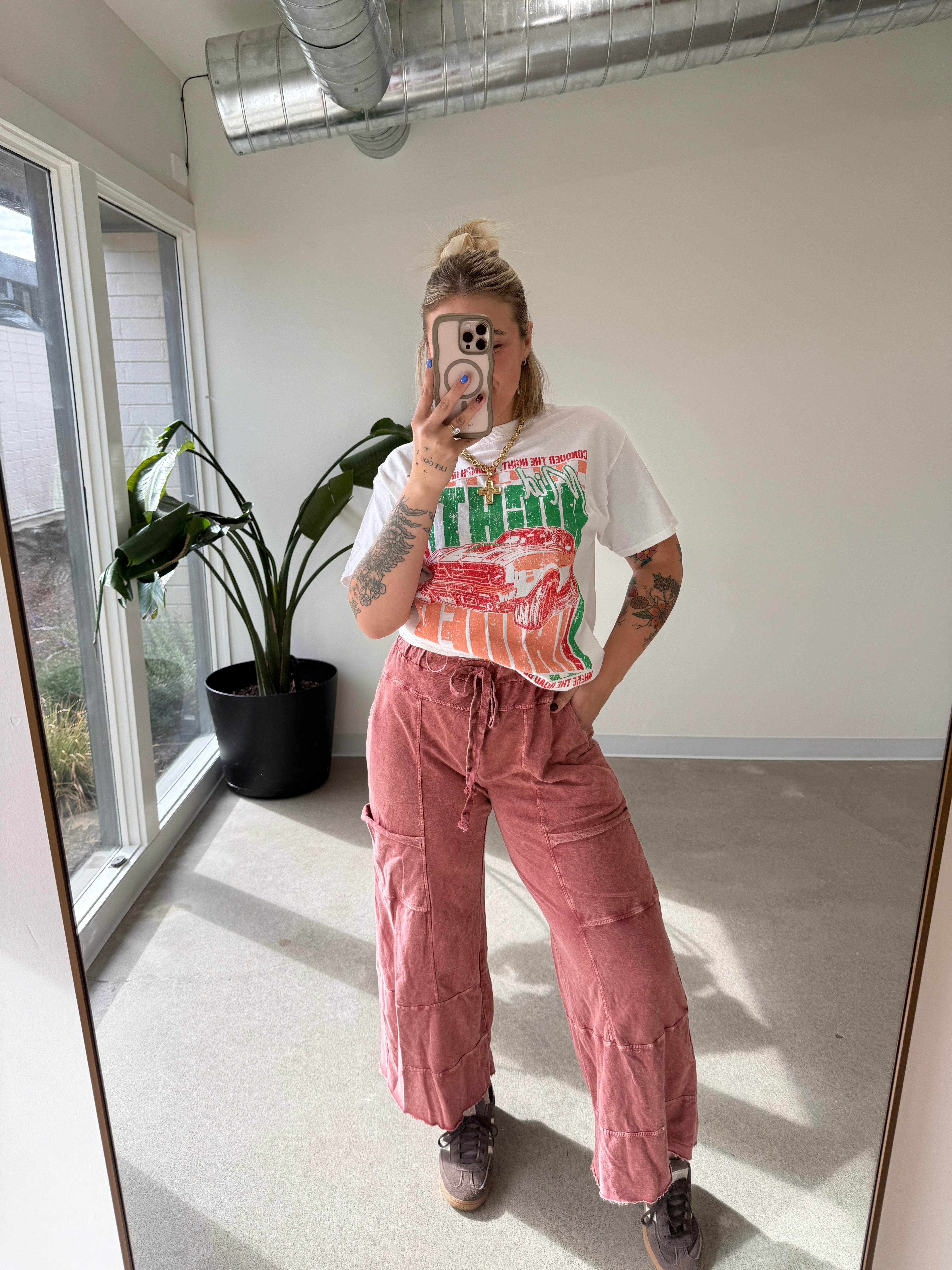 Mineral Wash Wide leg Cropped Pants (Multiple Colors)