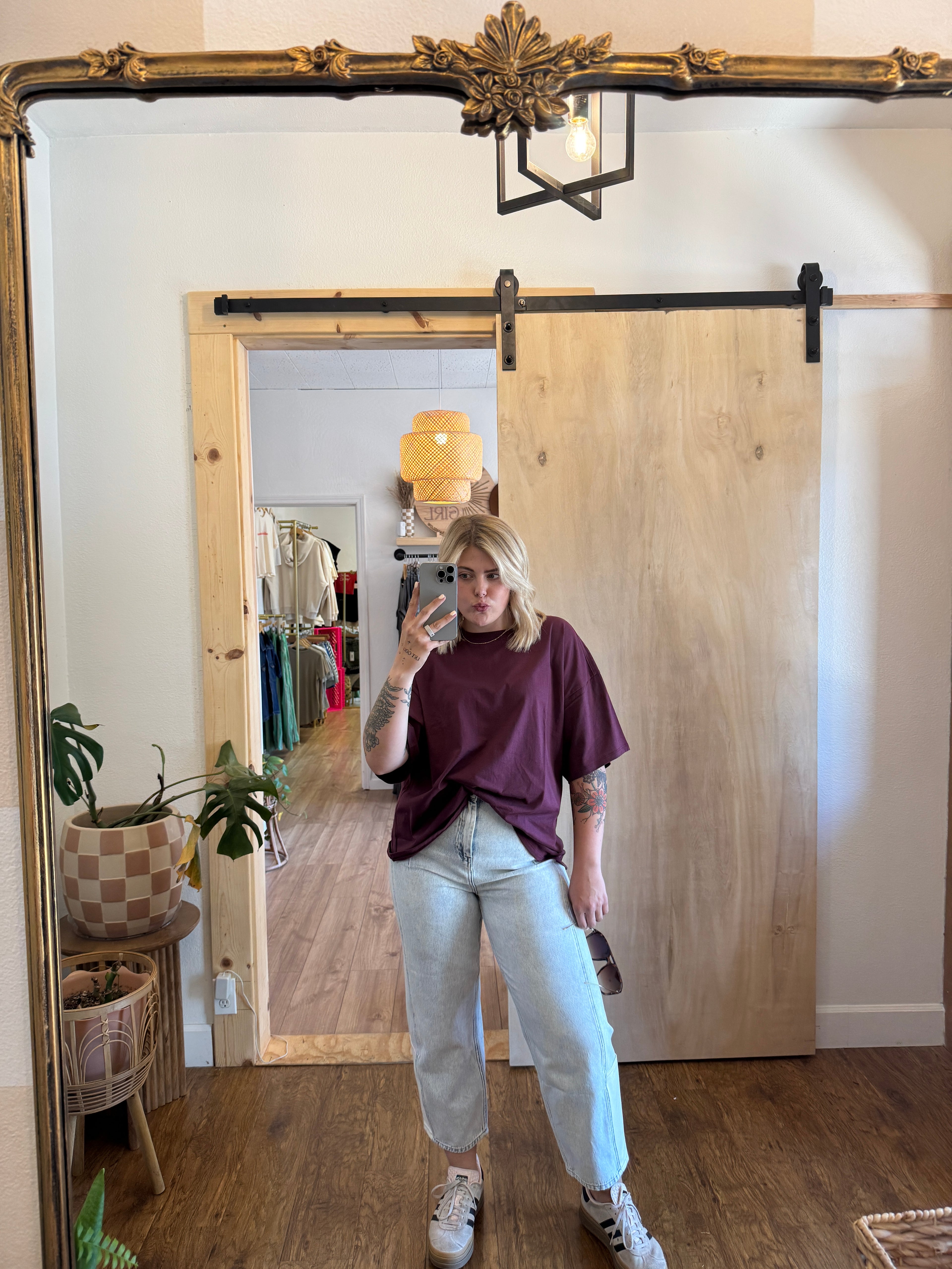 Dark Cherry Boxy Oversized Tee