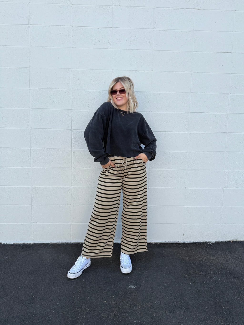 Striped Wide Leg Knit Pants