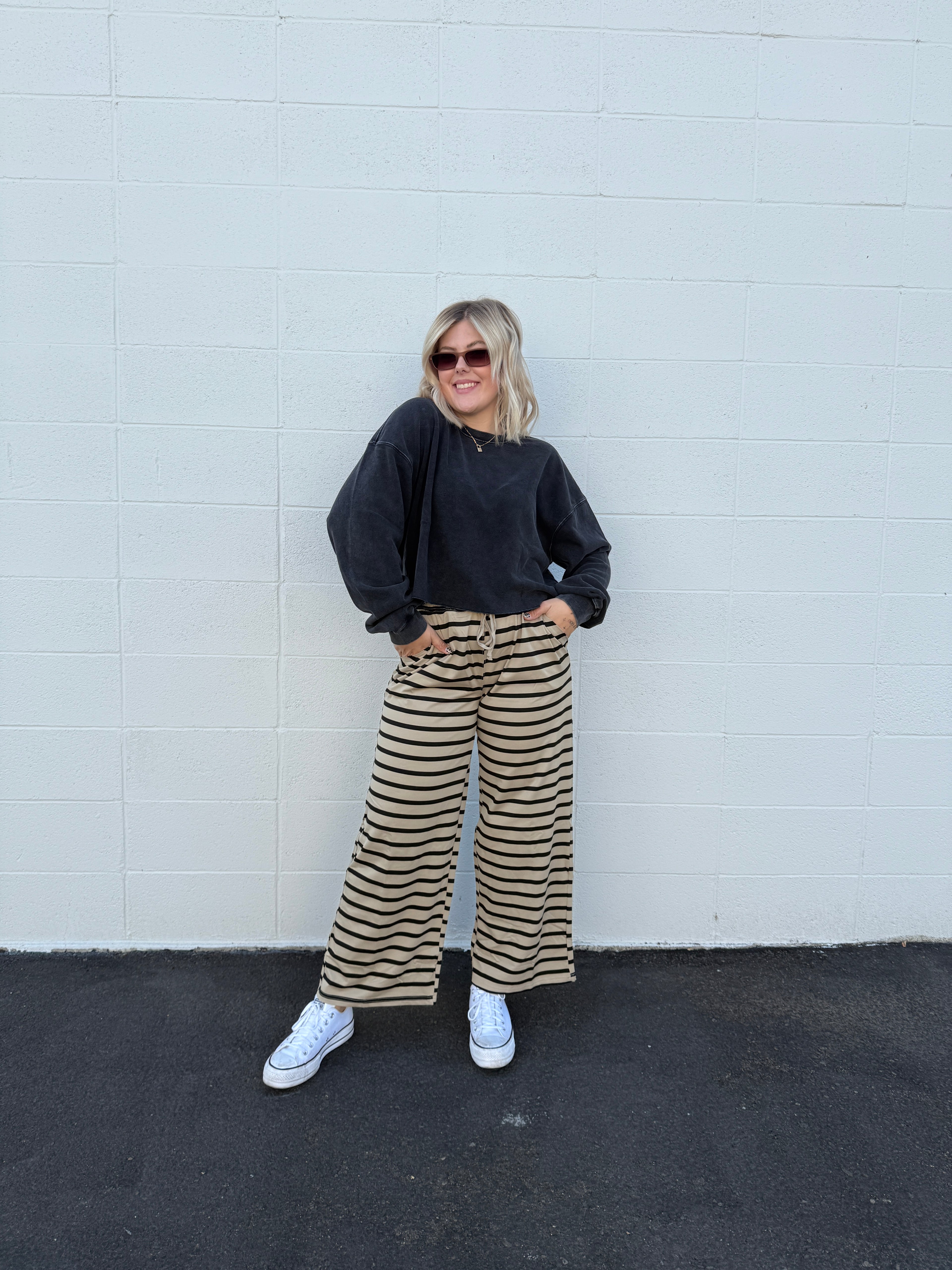 Striped Wide Leg Knit Pants