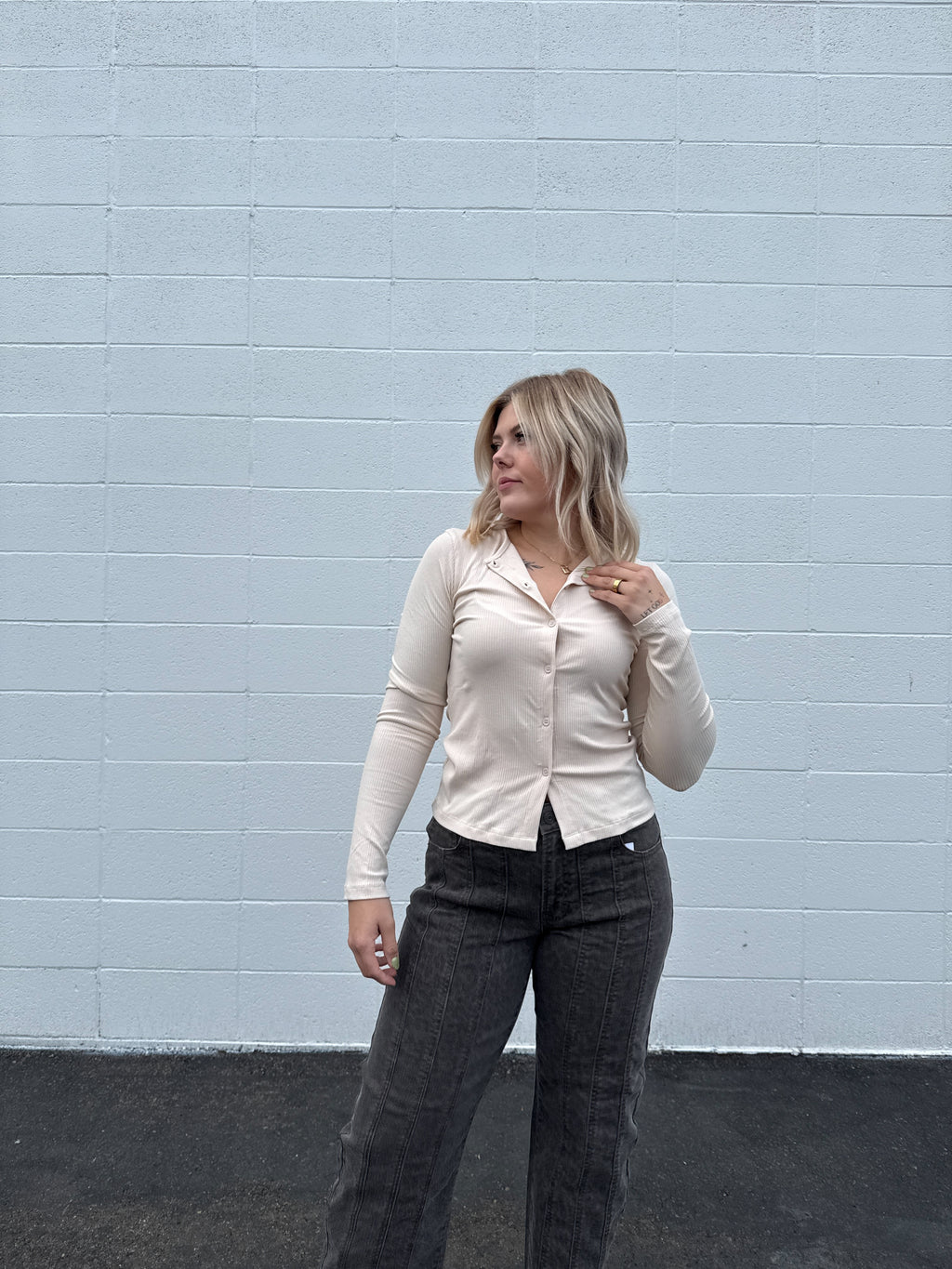 Button Up Long Sleeve Top (multiple colors)