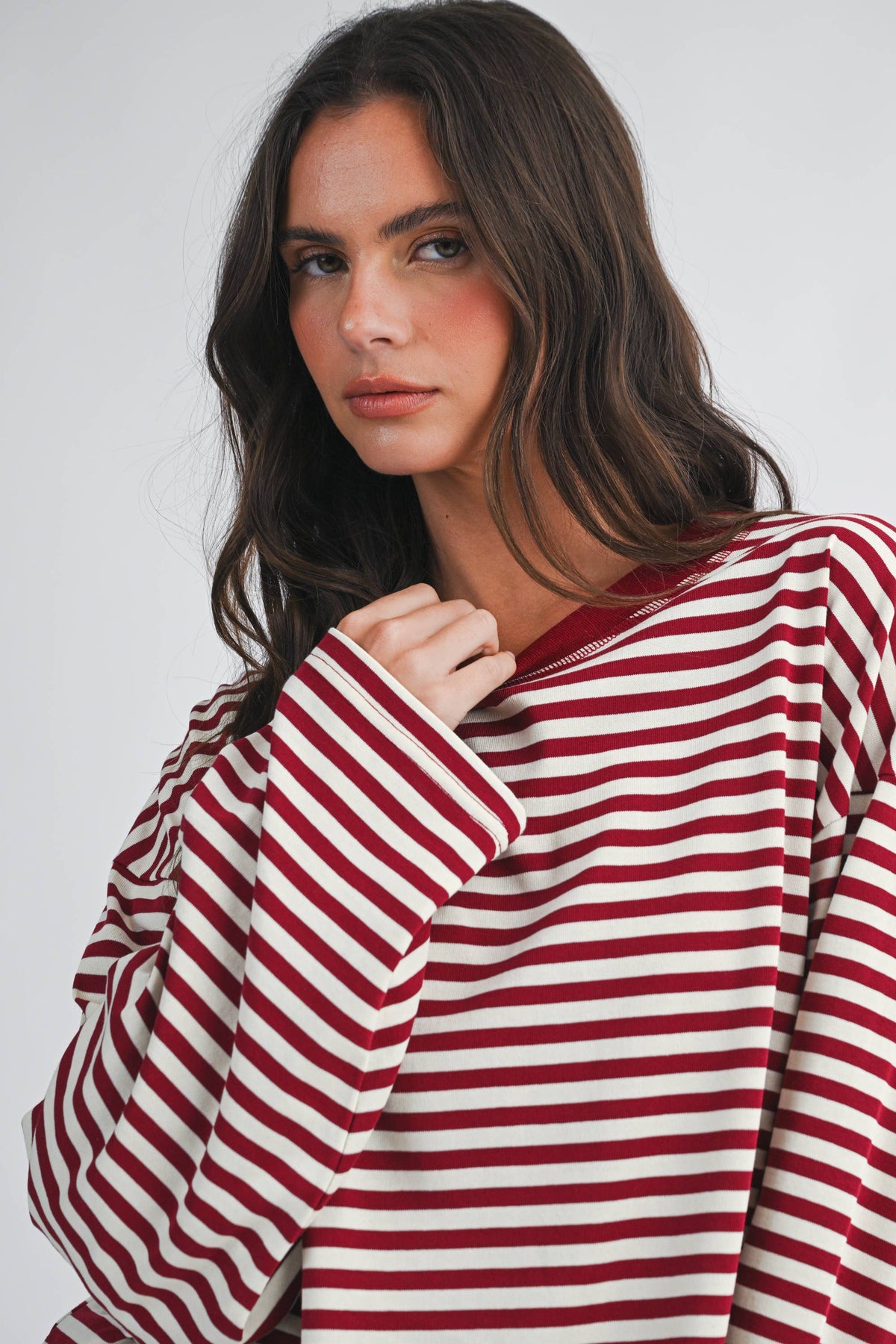 Oversized Stripe Long Sleeve Tops (Multiple Colors)