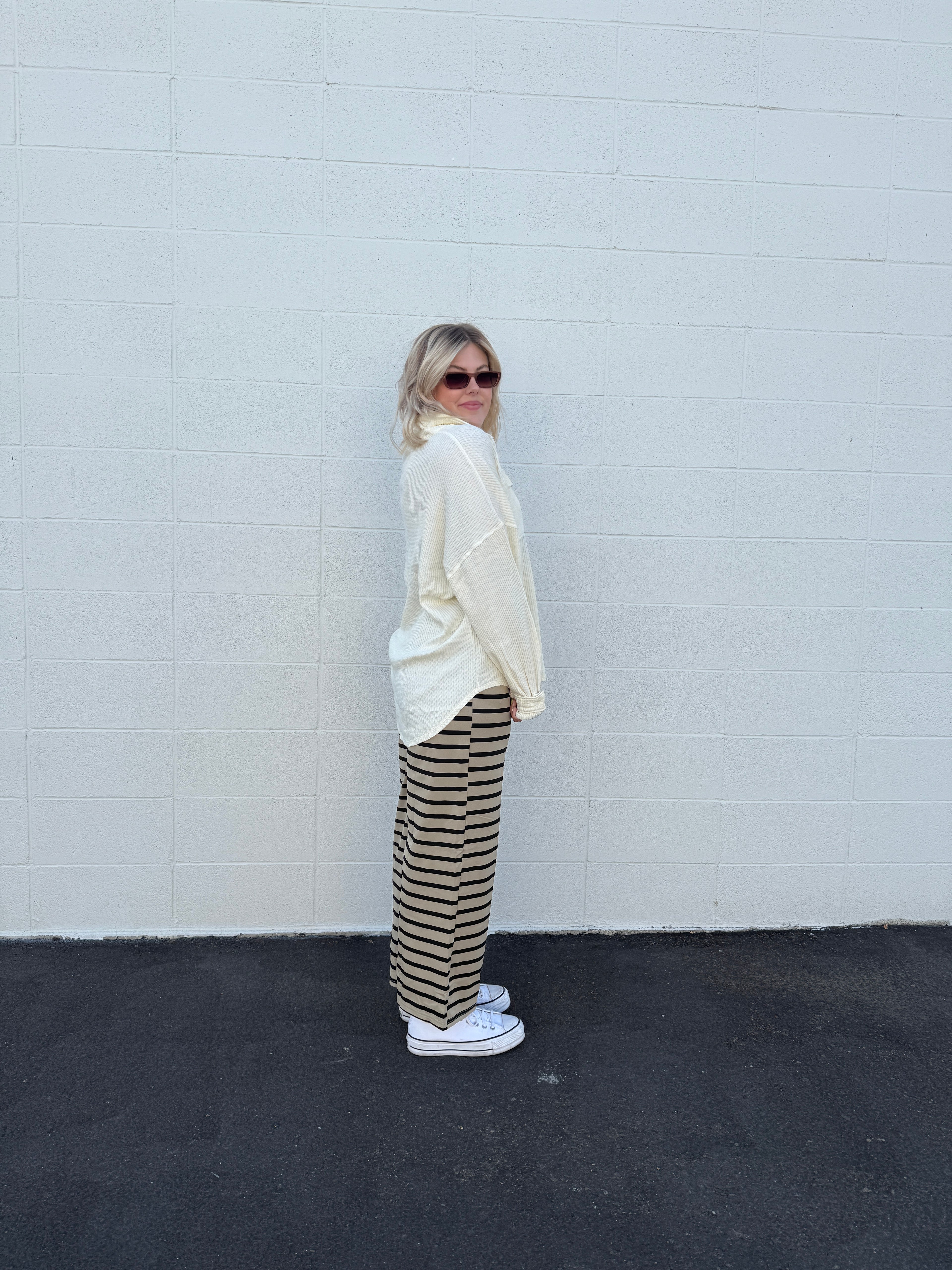 Striped Wide Leg Knit Pants