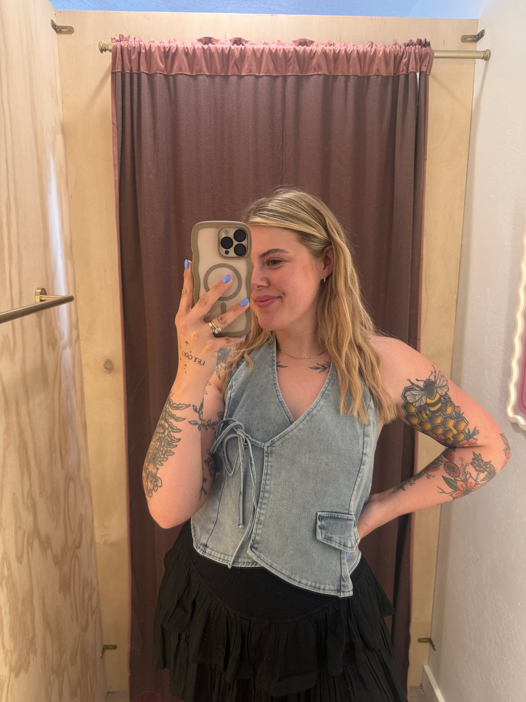 Cross over Denim Halter Top (Multiple colors)