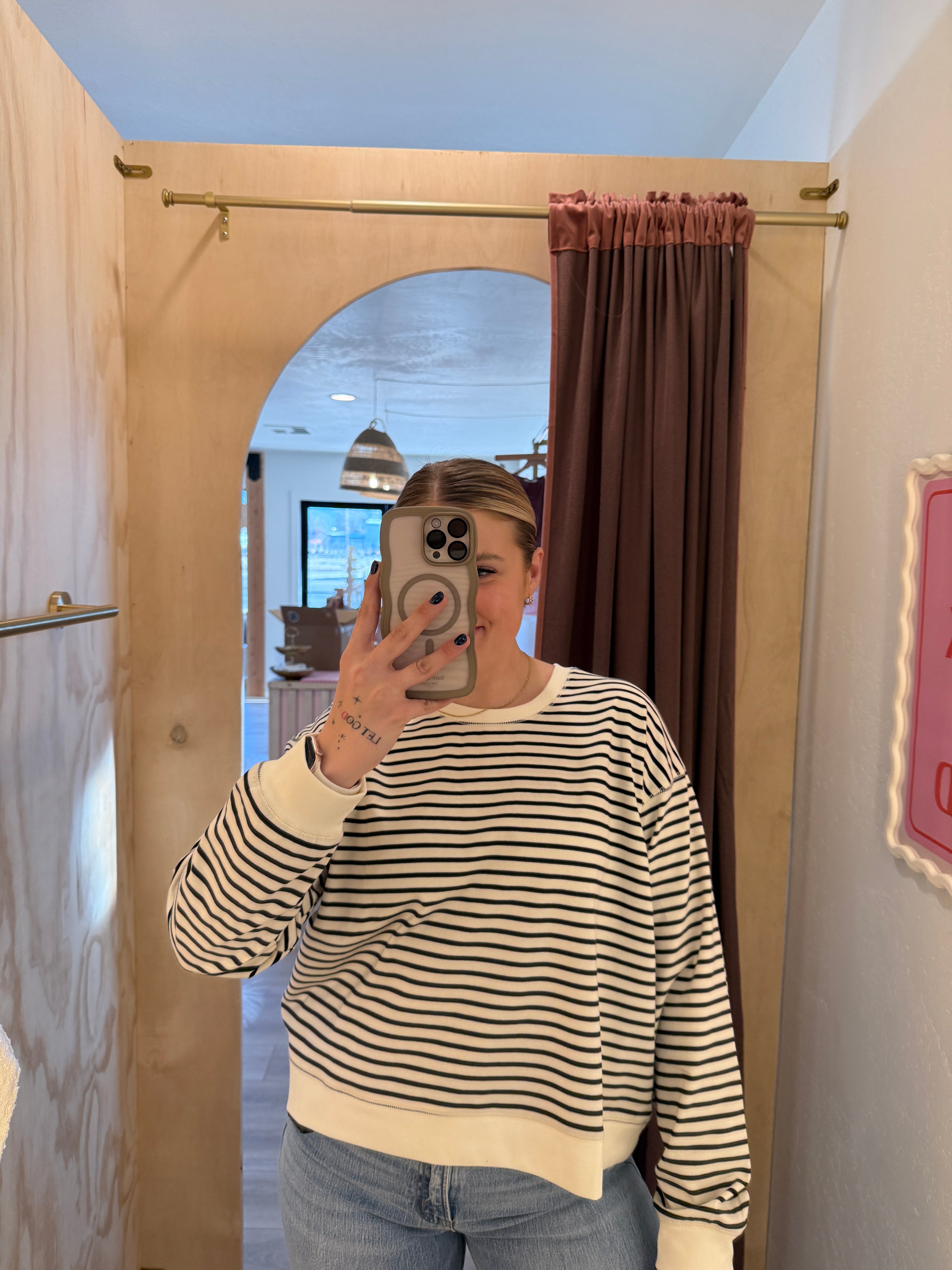Striped Crewneck Long Sleeve Top