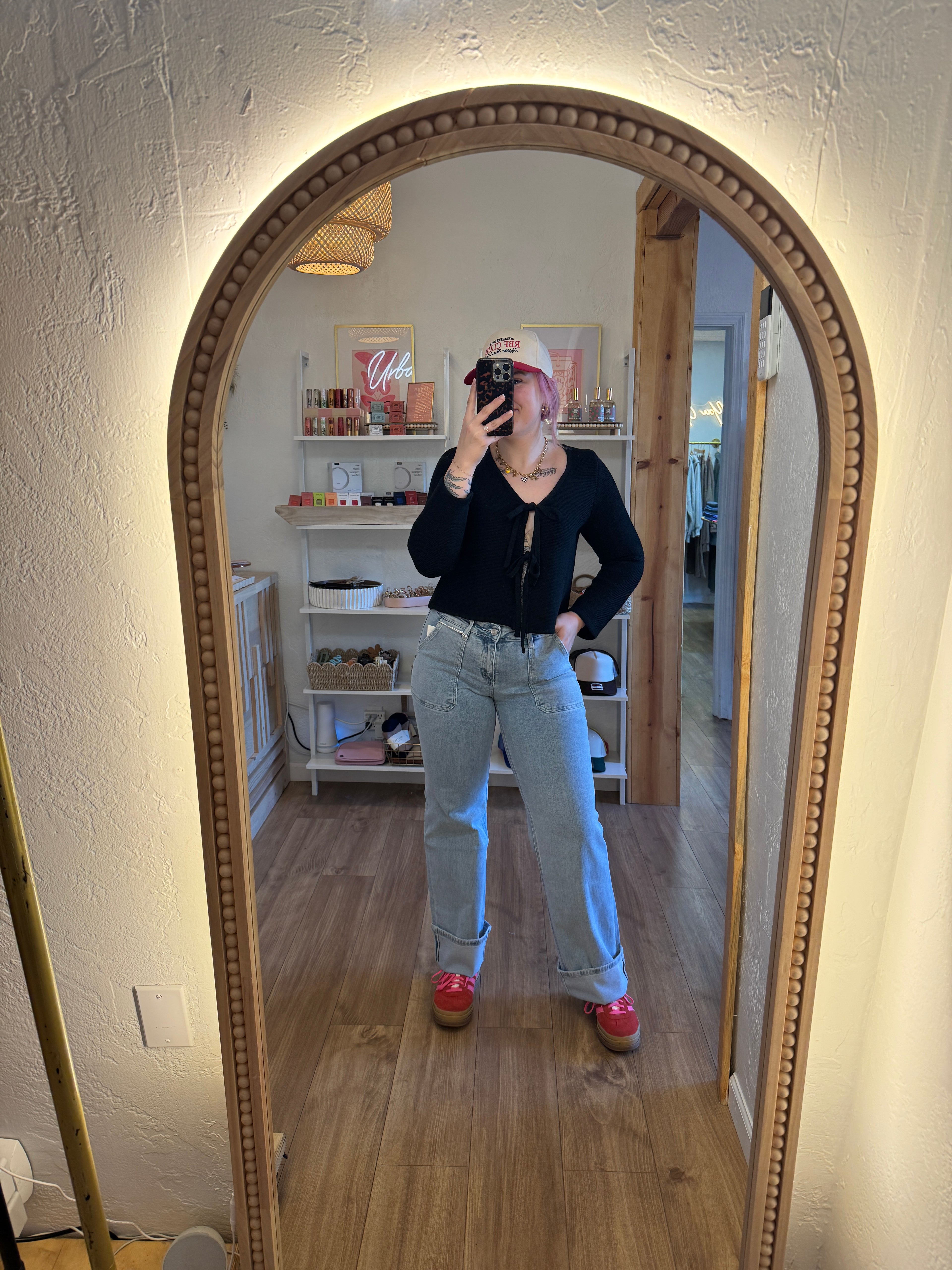 High Rise Cuffed Cargo Wide Jeans