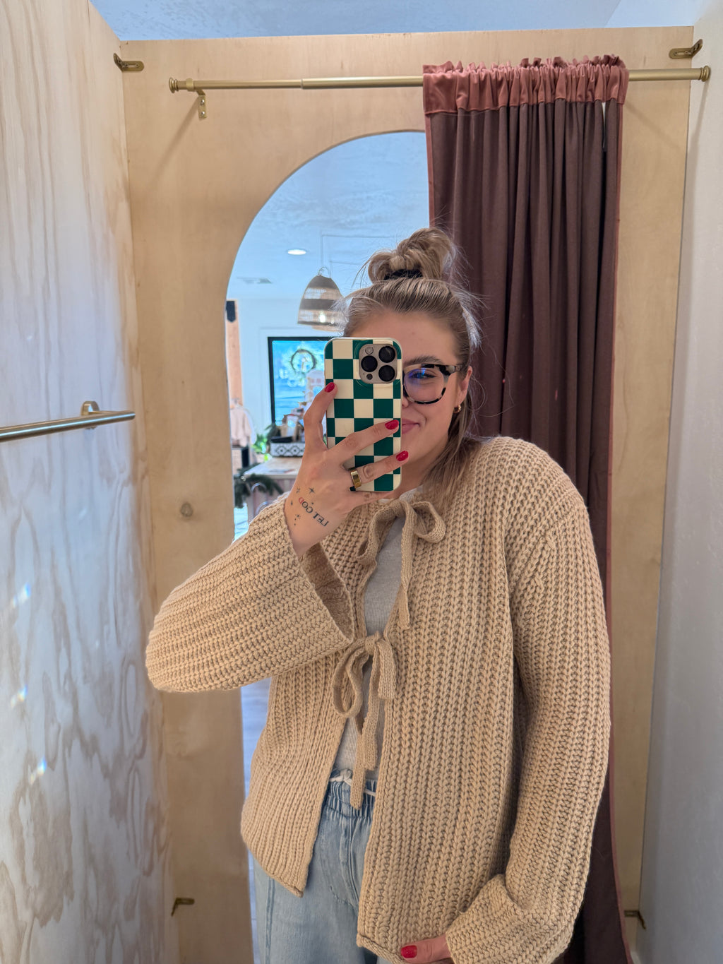 Bow Tie Knit Sweater Top