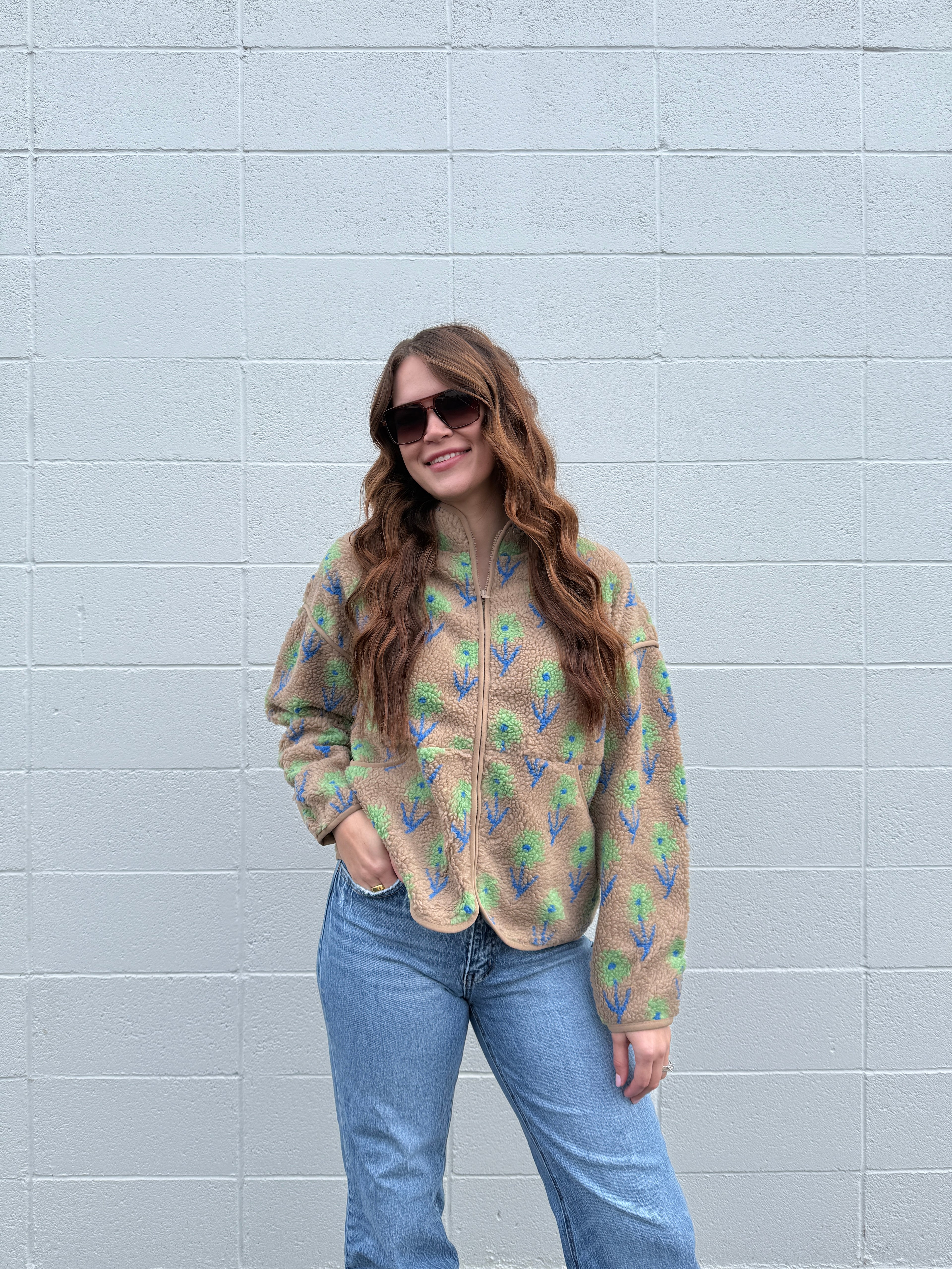 Floral Sherpa Jacket (multiple colors)
