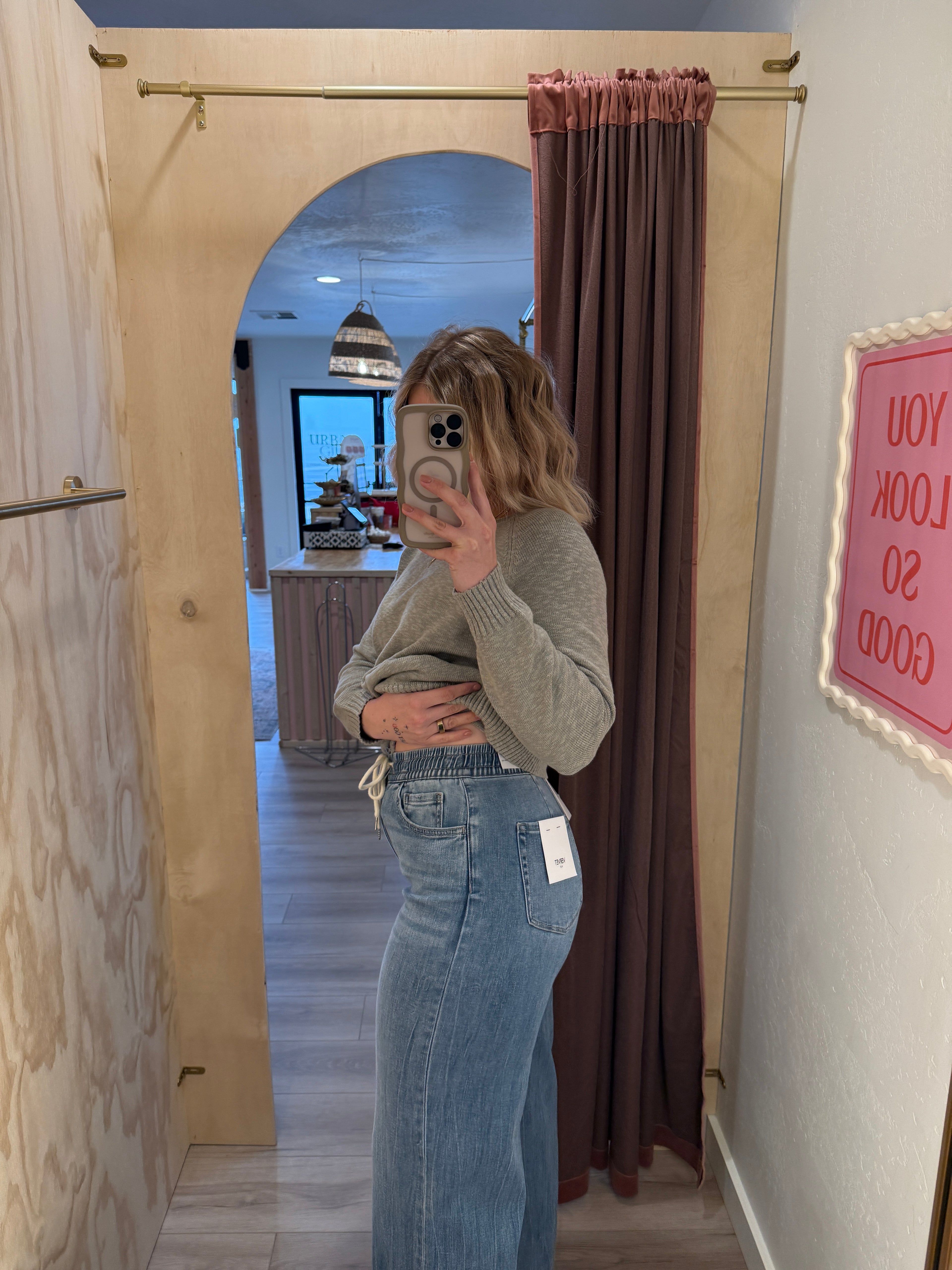 High Waisted Drawstring Wide Leg Jeans *RESTOCK*