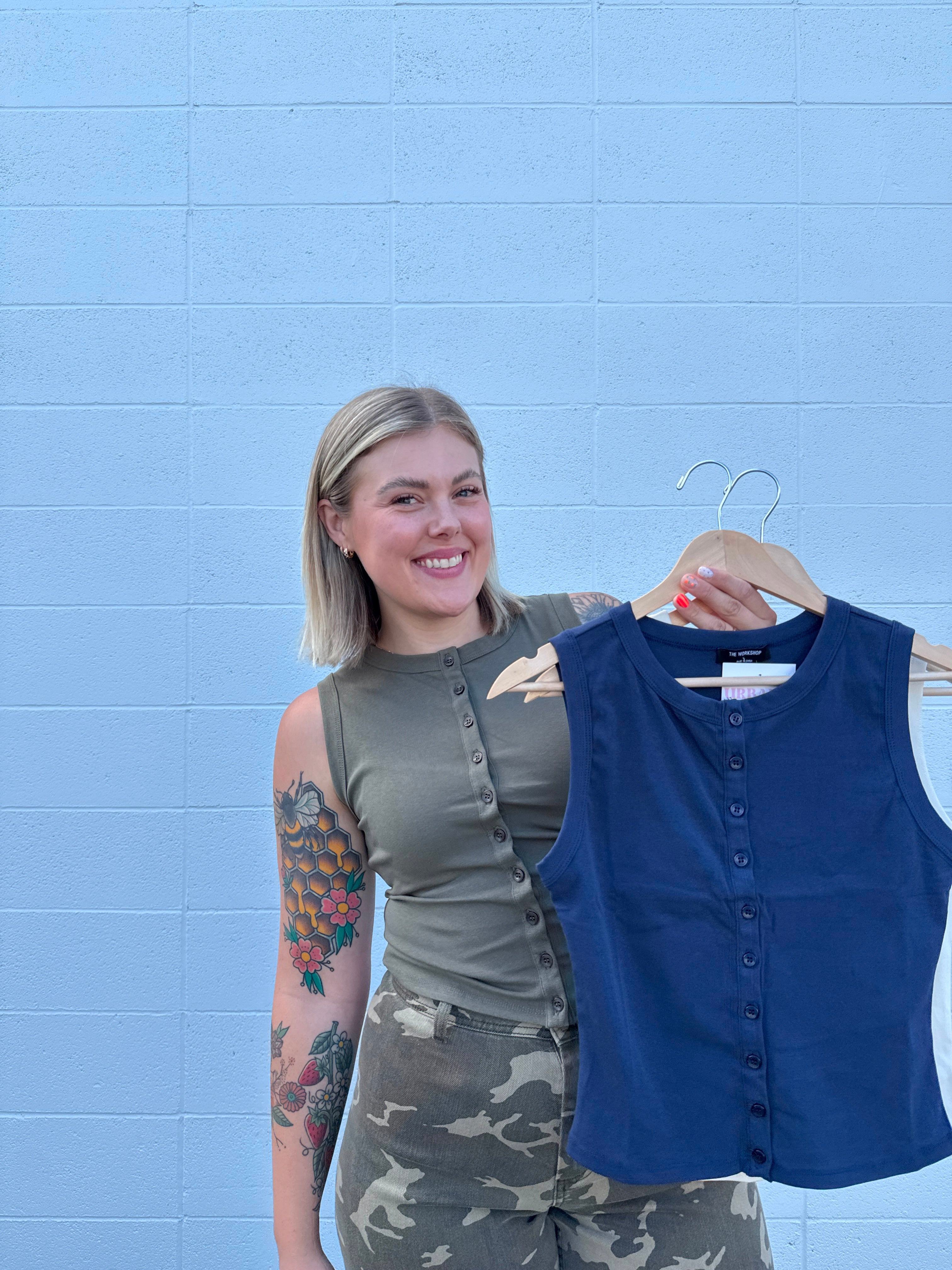 GI Jane Button Down Tanks