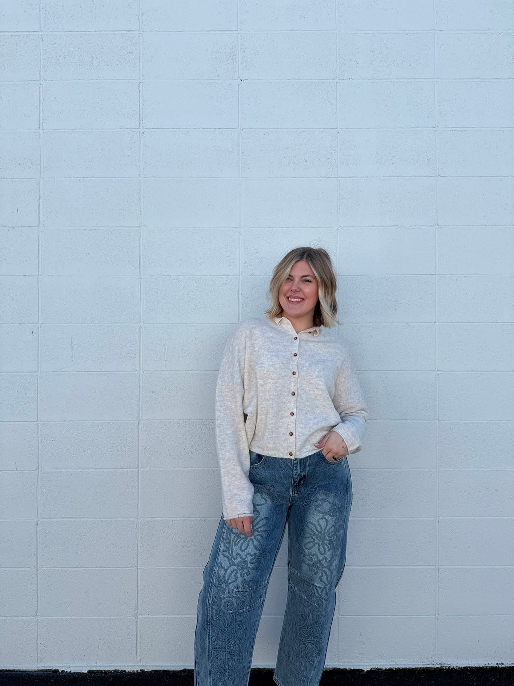 Lyla Oatmeal Button Up Cardigan