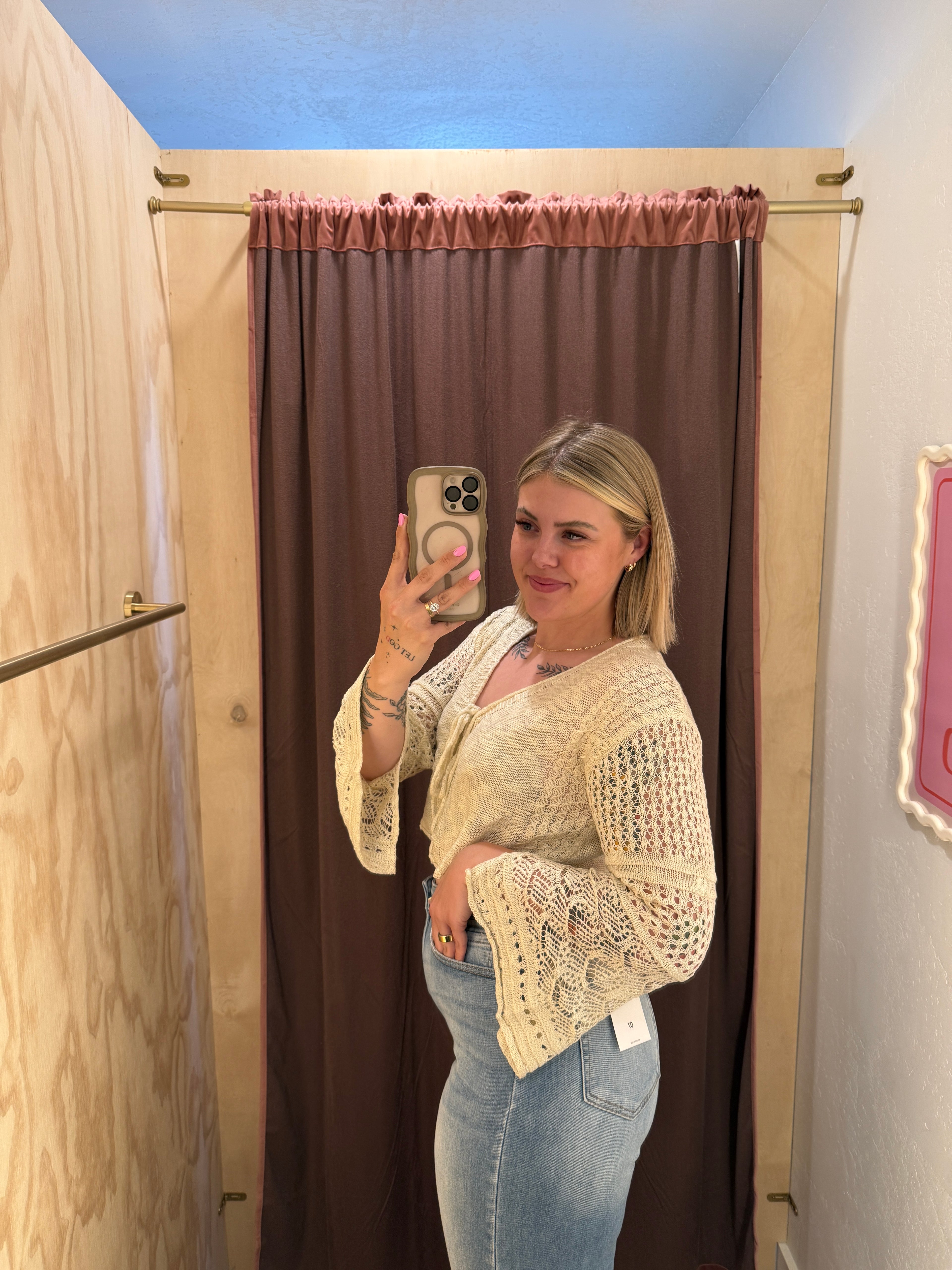 Cropped Knit Sleeve Cardigan