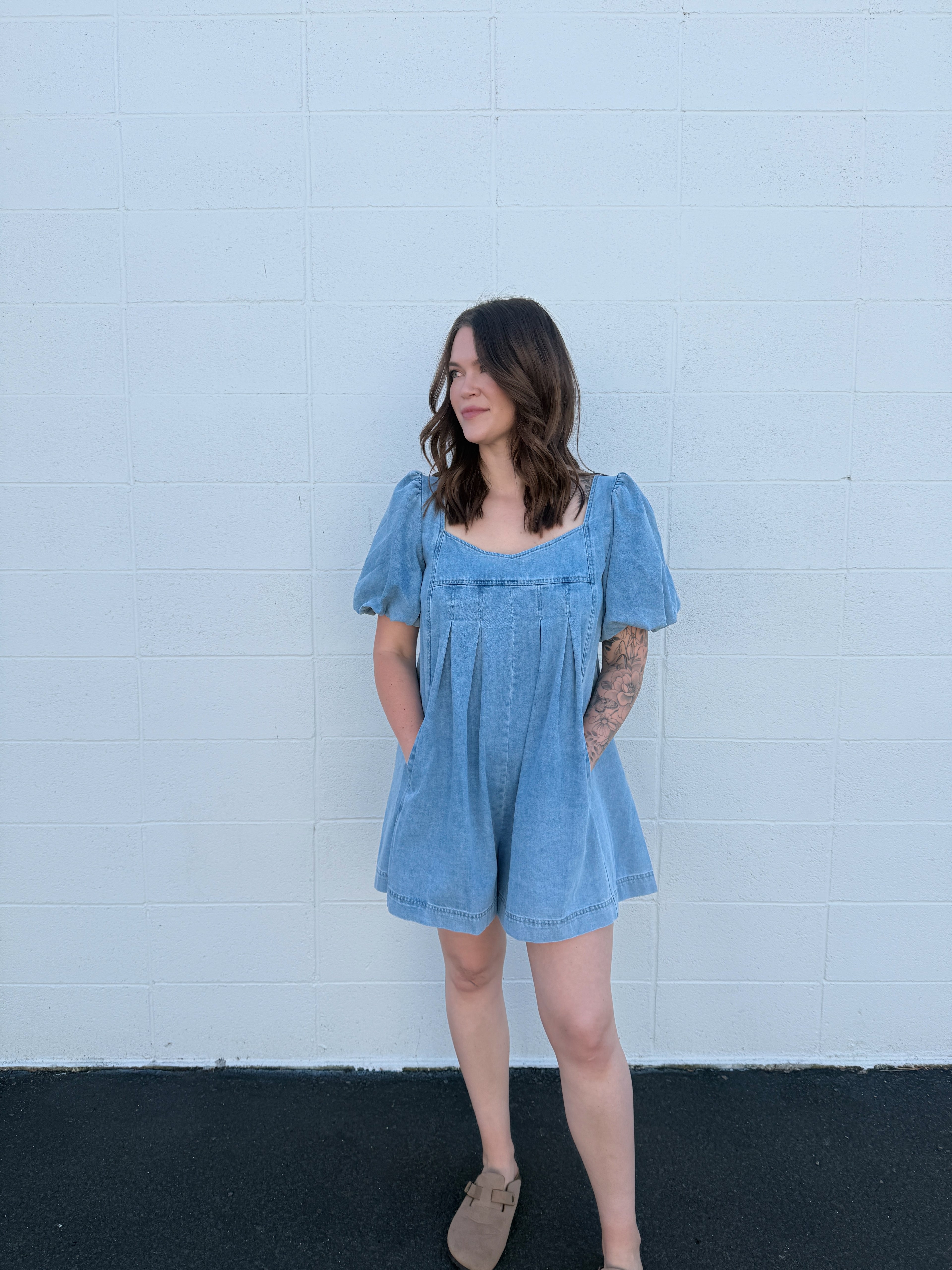 Golden Hour Denim Romper