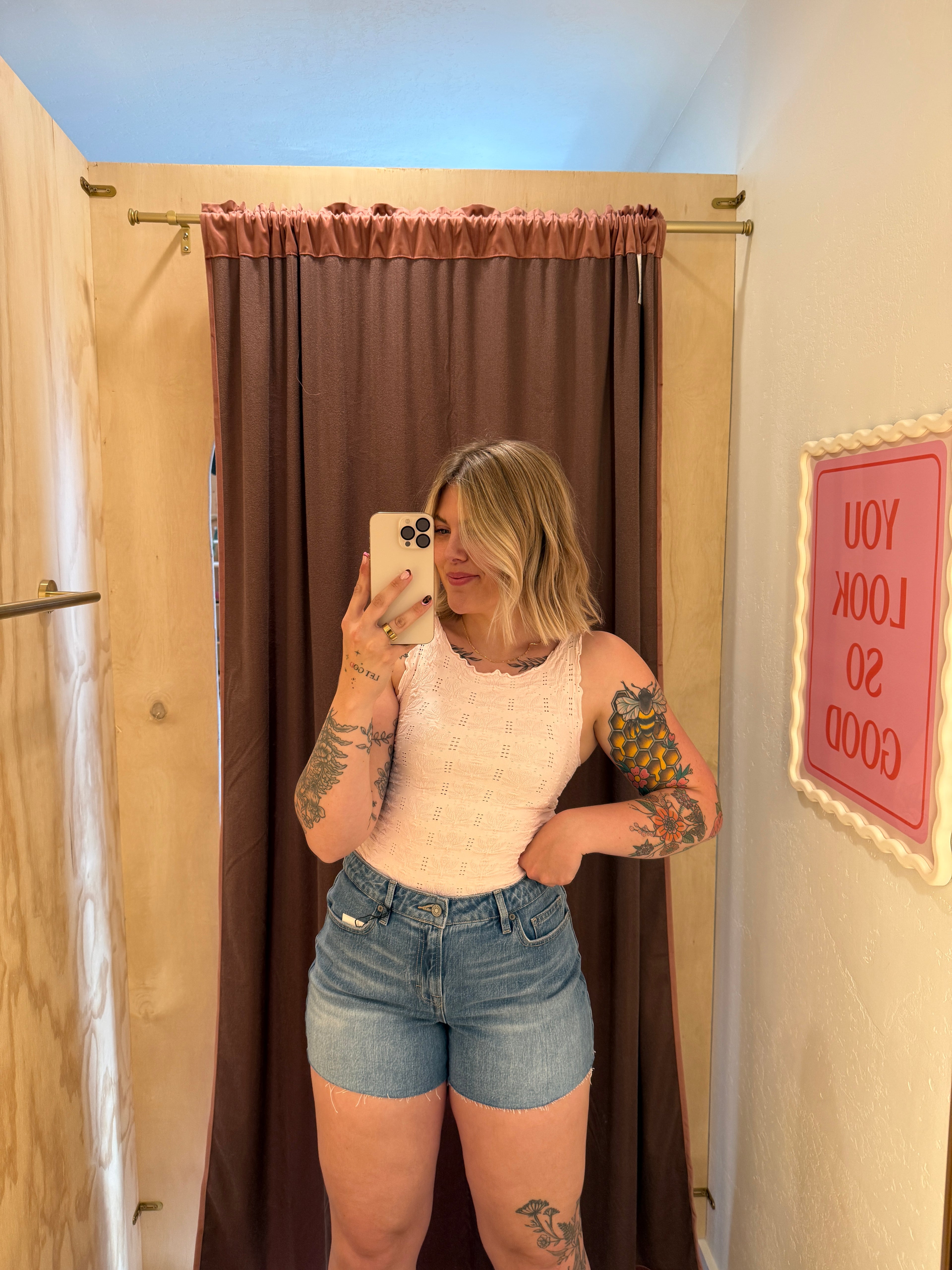 Ava High Rise A-Line Denim Shorts