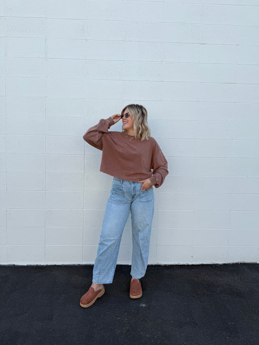 Washed Cropped Sweatshirt (multiple colors)
