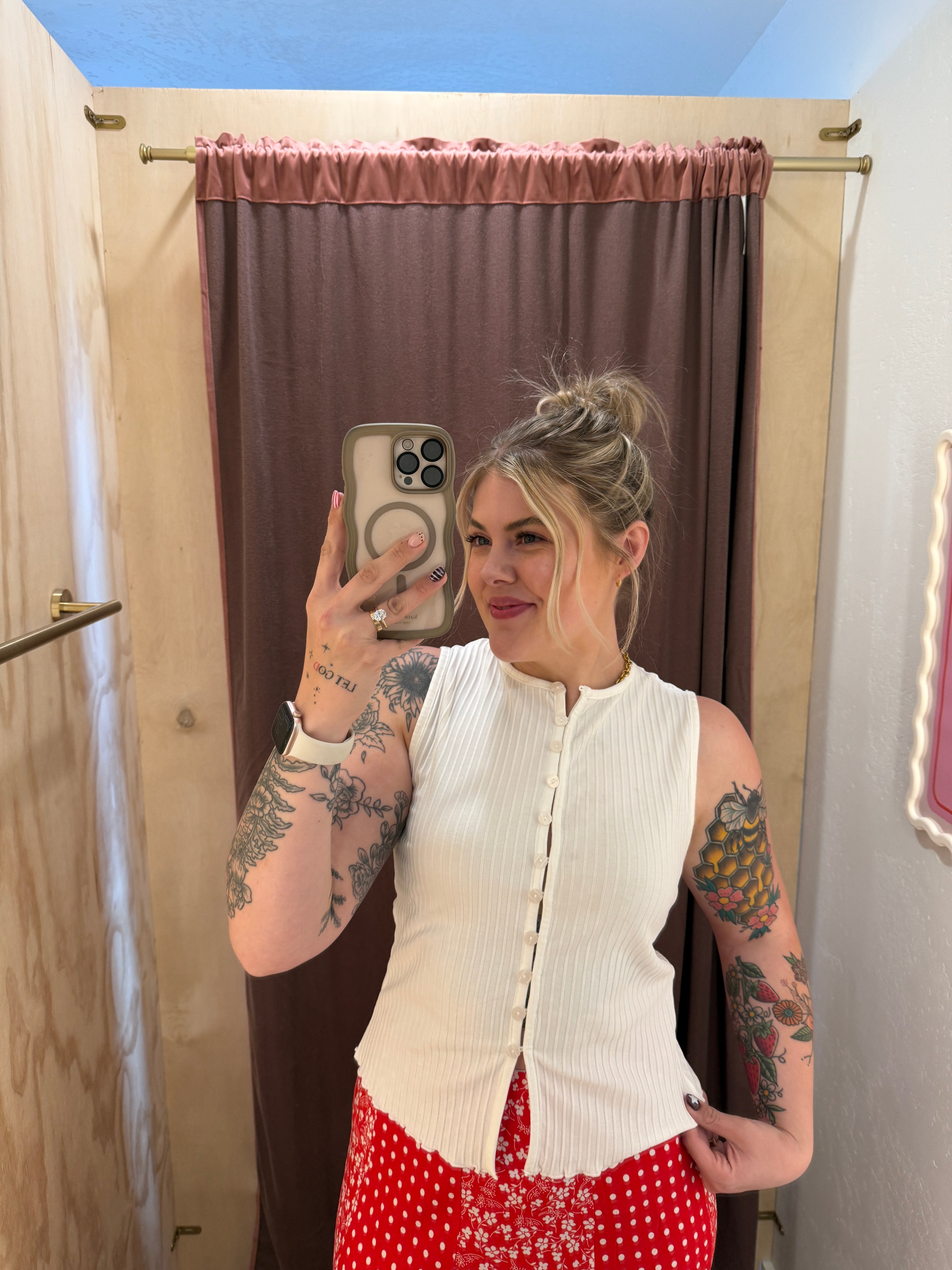 Ribbed Button Front Tank (multiple colors)