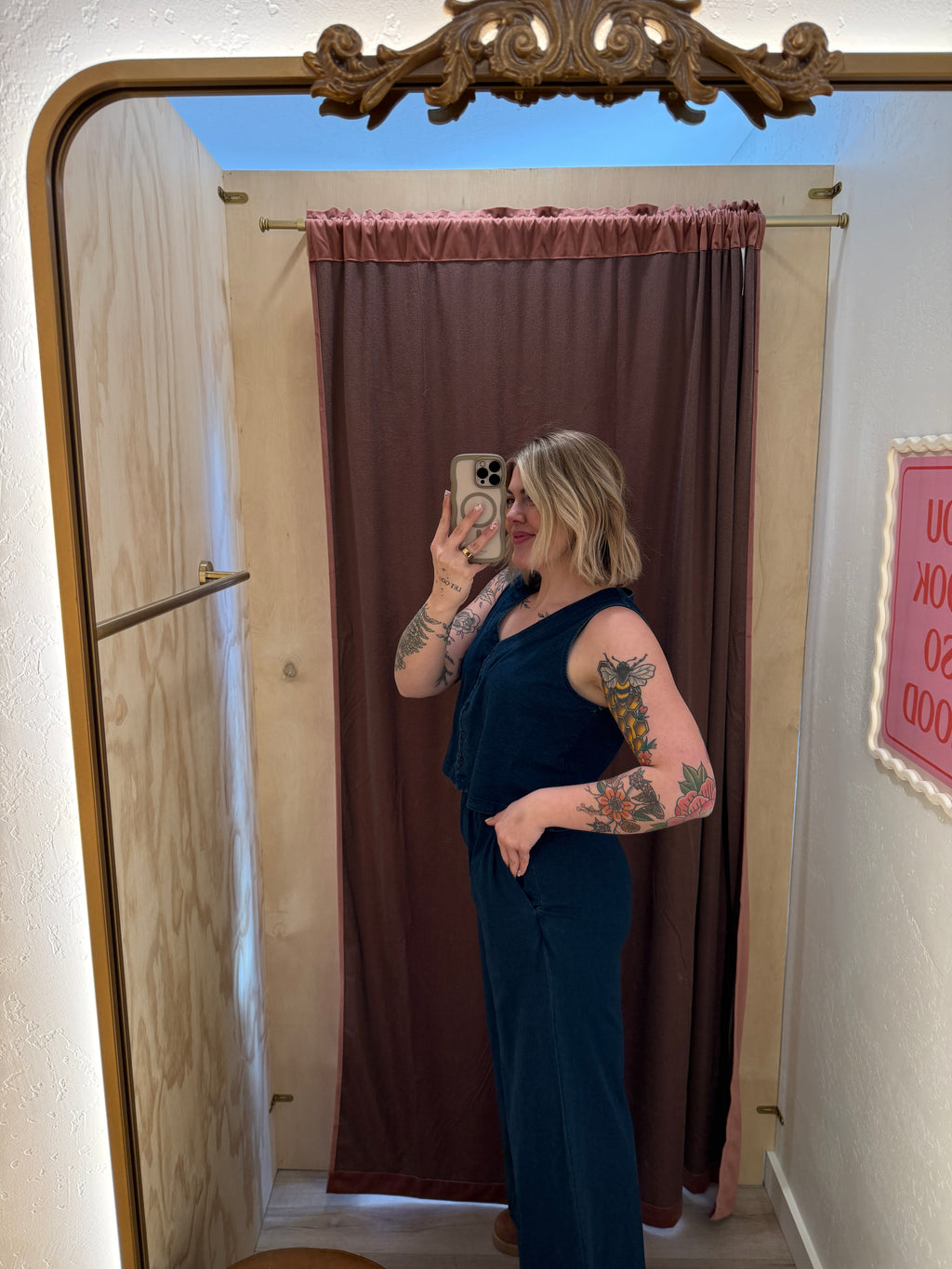 Indigo Blue Washed Knit Pants