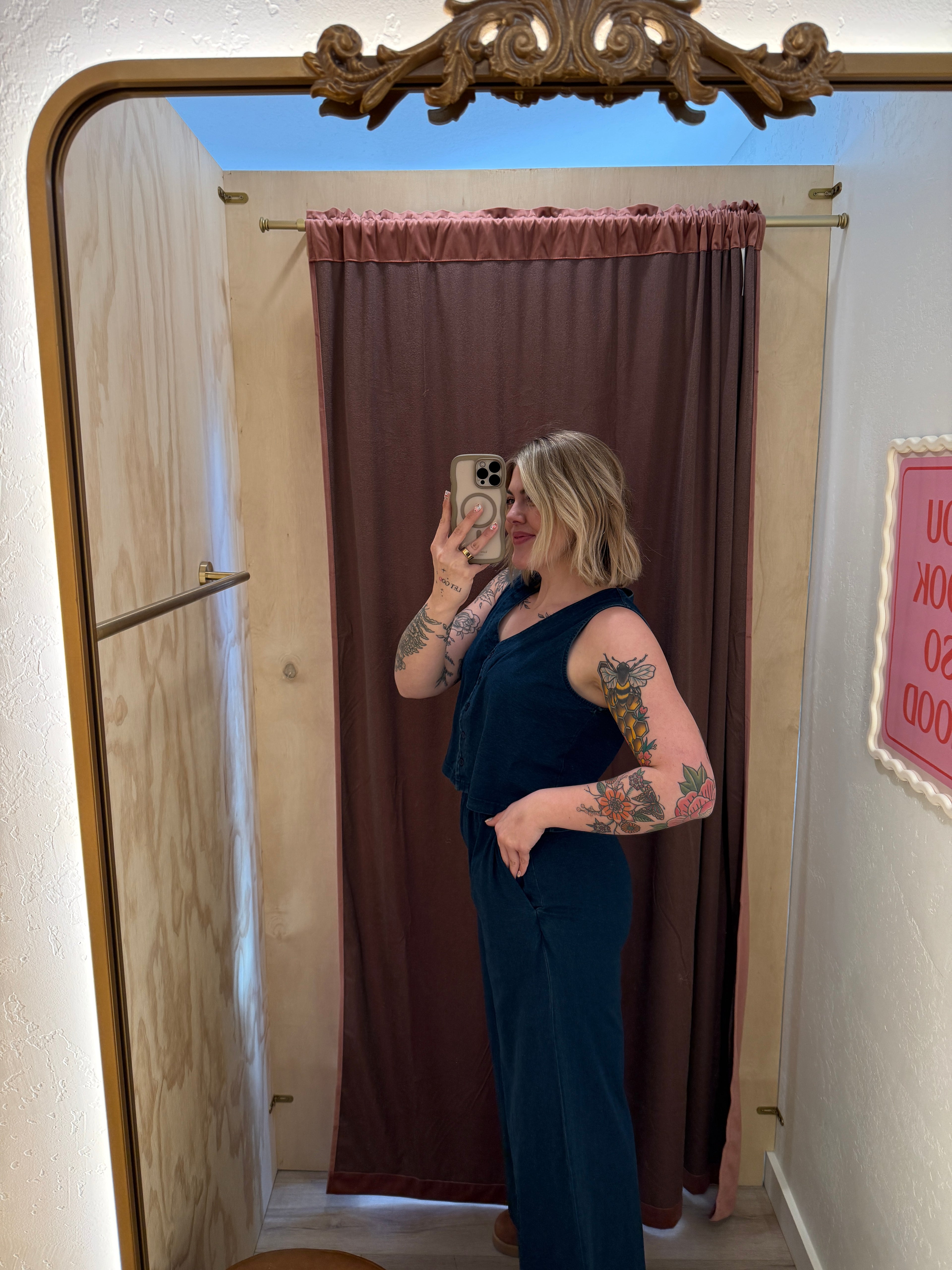 Indigo Blue Washed Knit Pants