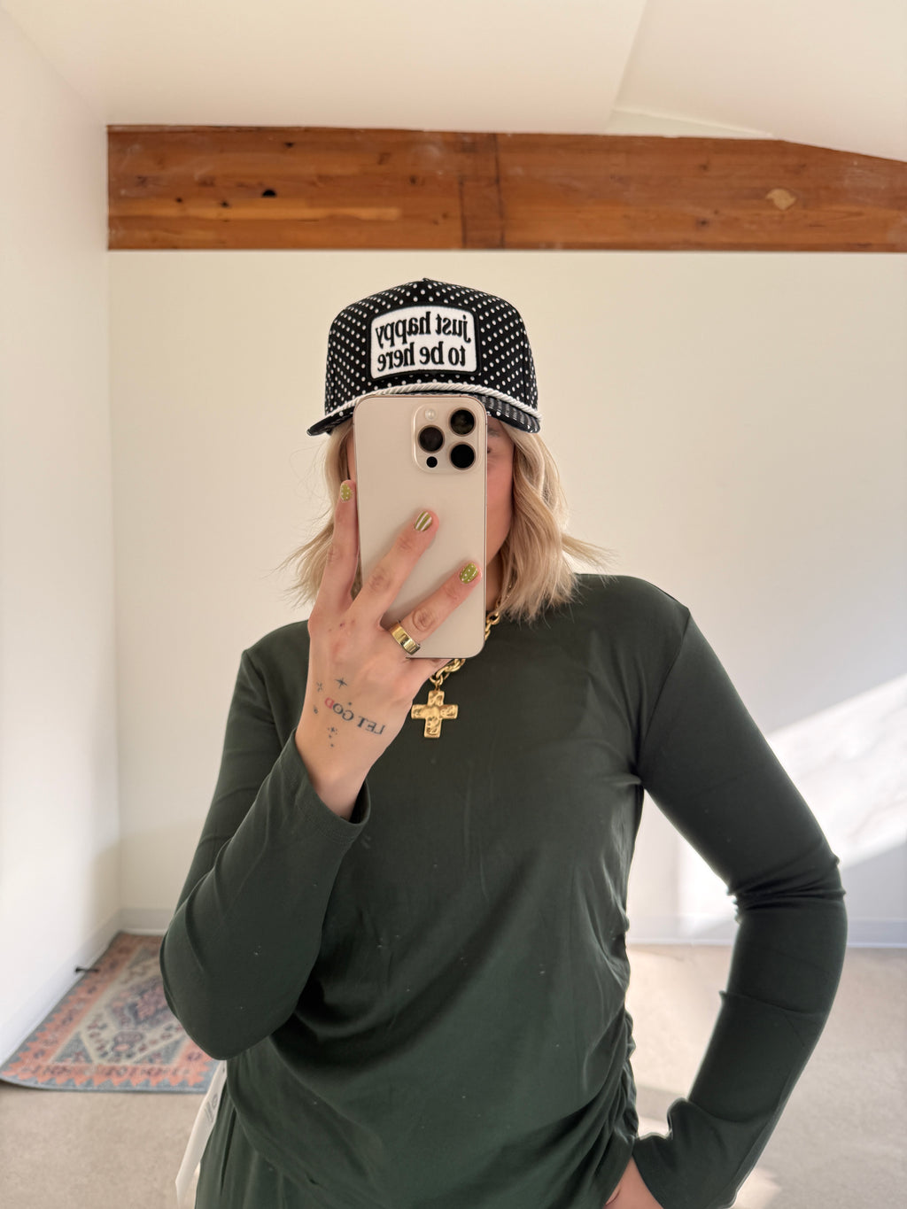 Just Happy To Be Here Polka Dot Hat