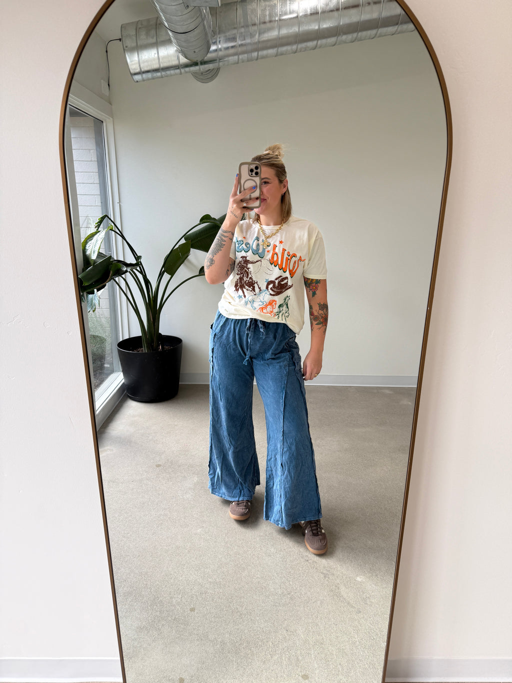 Mineral Washed Flare Terry Pants