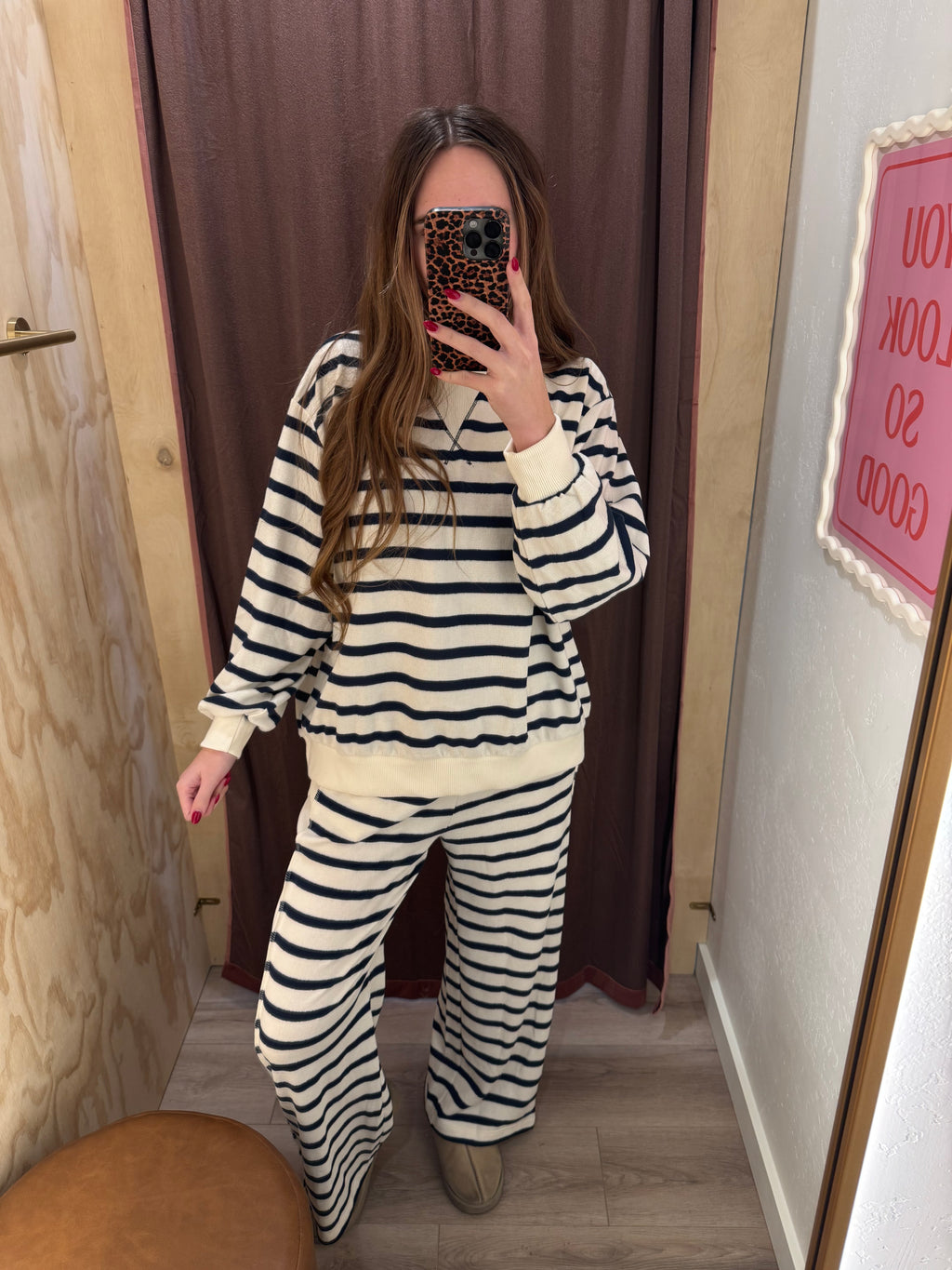 Exposed Seam Striped Sweatpants