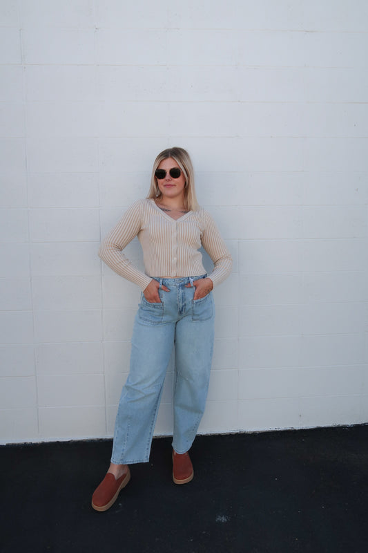 Ribbed Button up Cardigan
