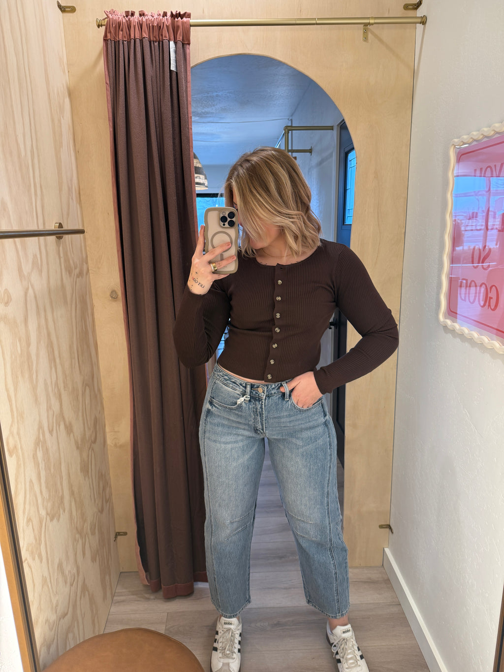 High Rise Medium Wash Barrel Jeans