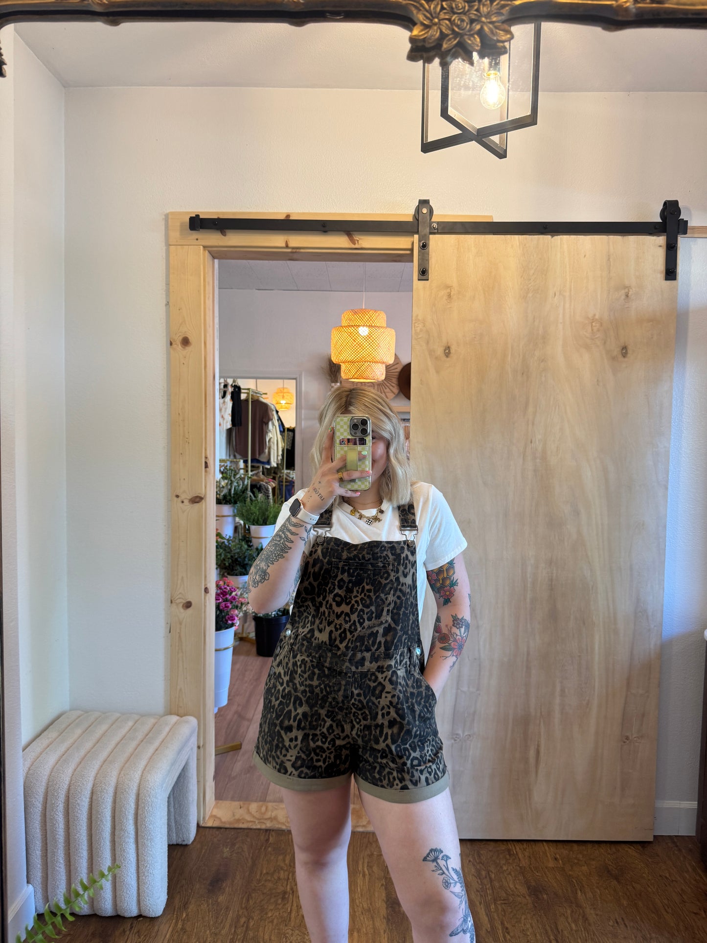 A Little Bit Leopard Overall Shorts