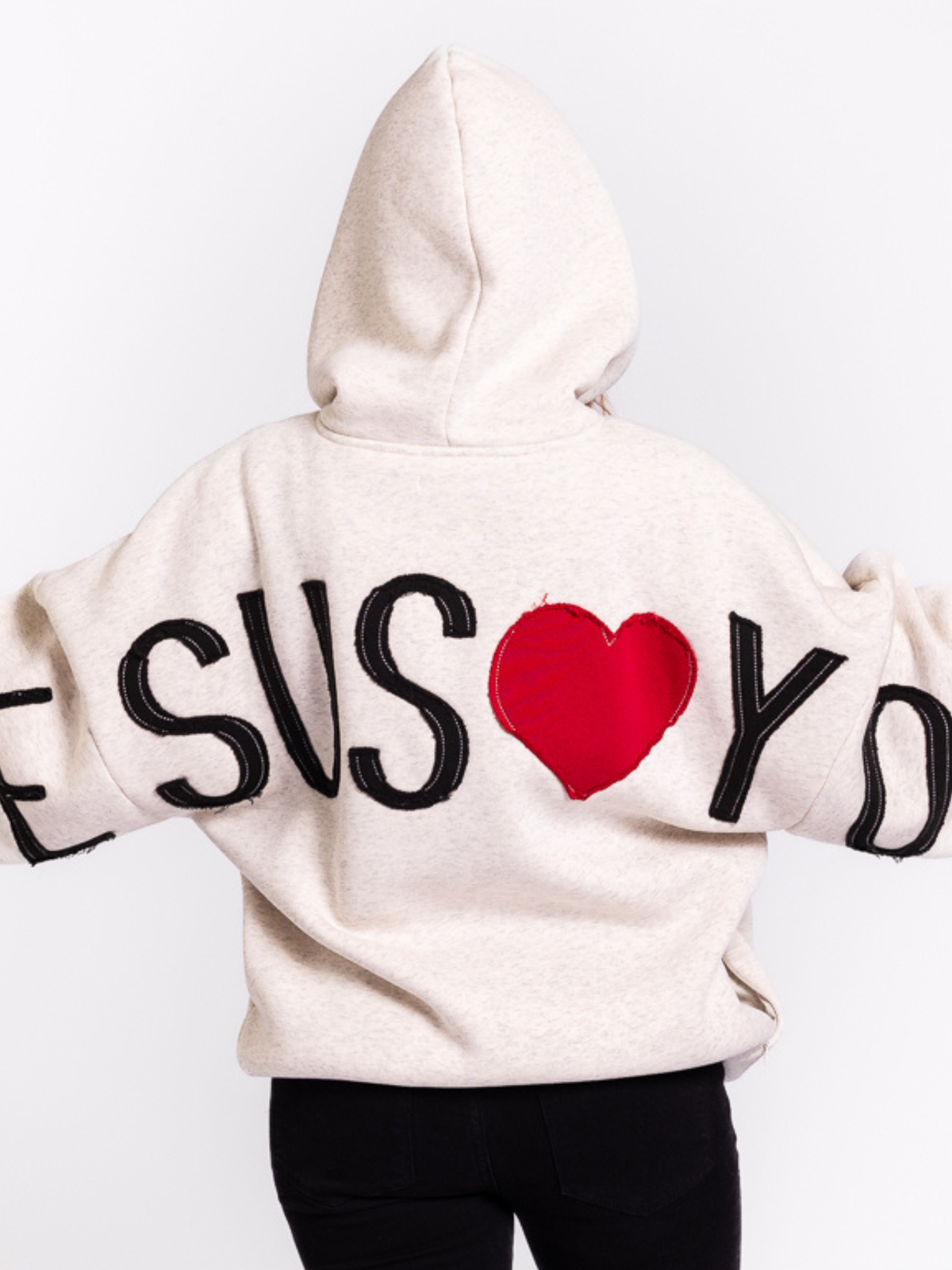 Jesus Loves You Patchwork Oatmeal Hoodie