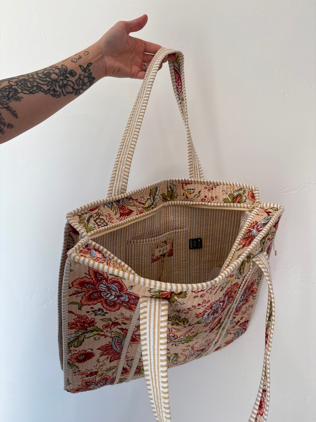 Fall Floral Quilted Tote Bag