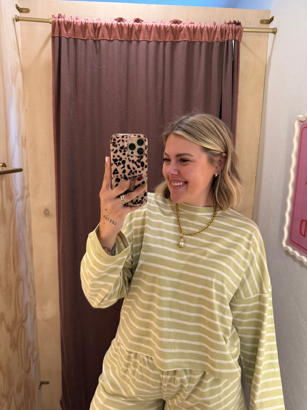 Matcha Mornings Striped Long Sleeve