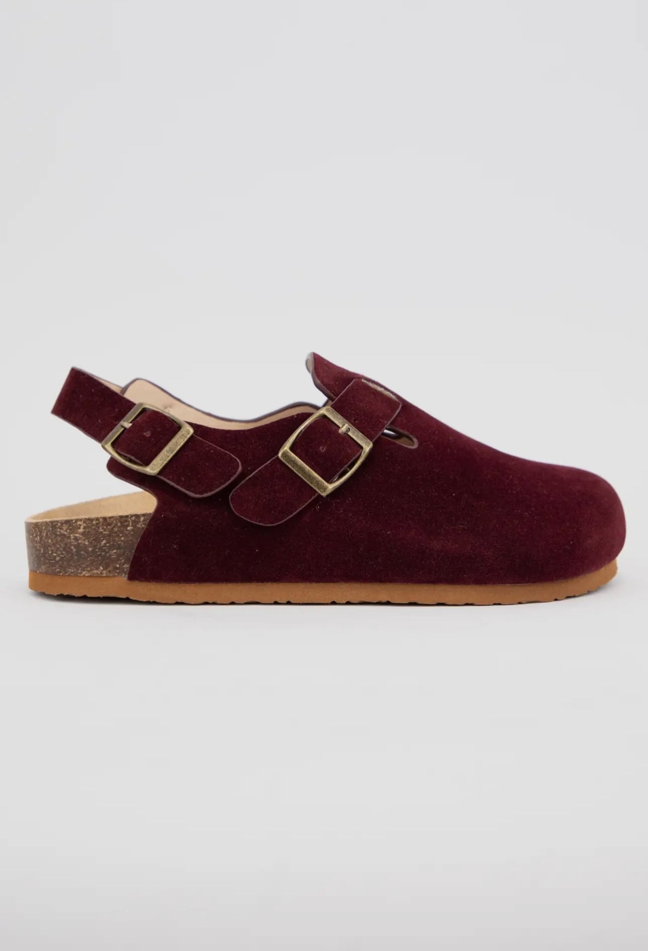 Burgundy Suede Slingback Clogs