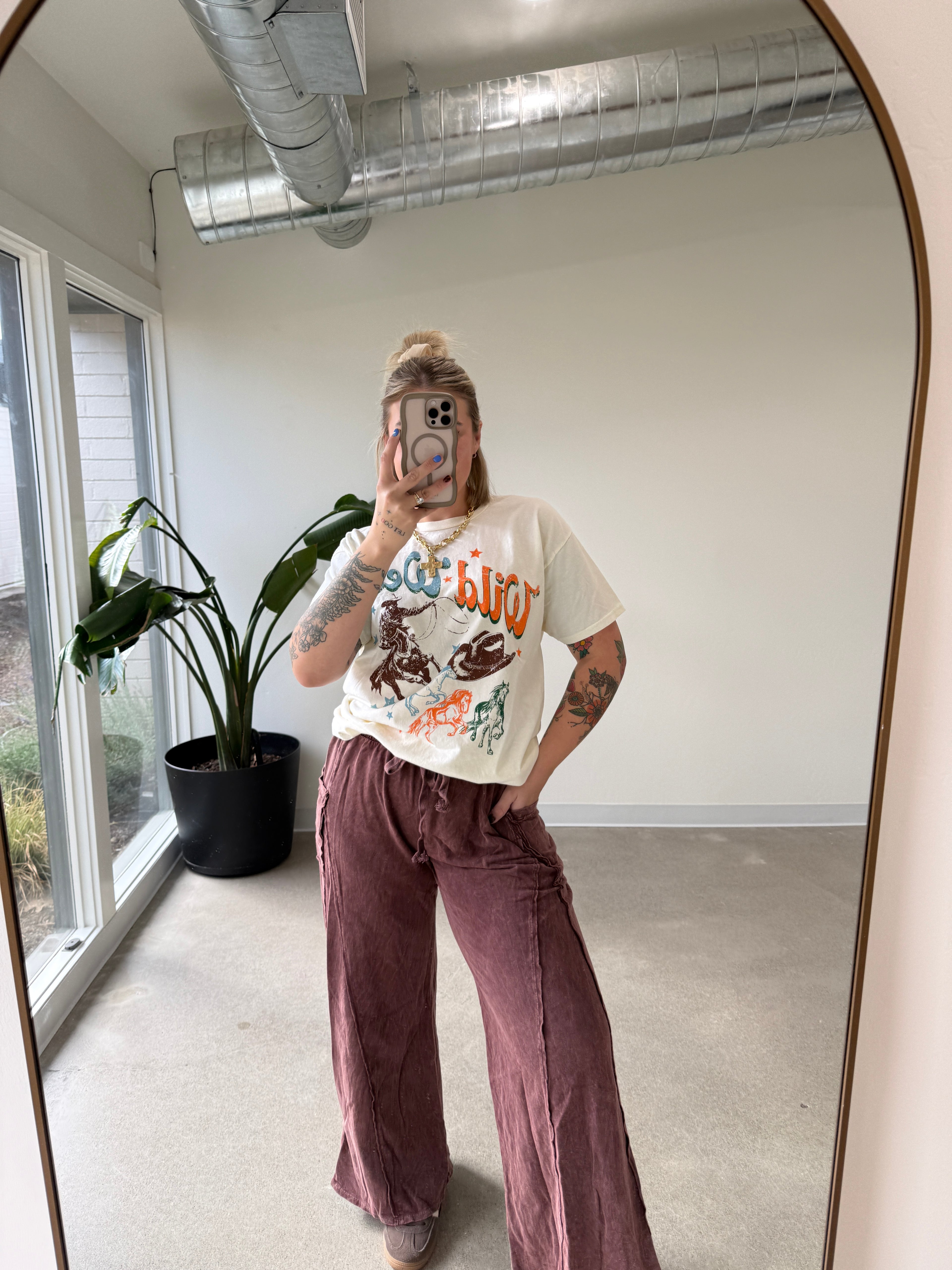Mineral Washed Flare Terry Pants