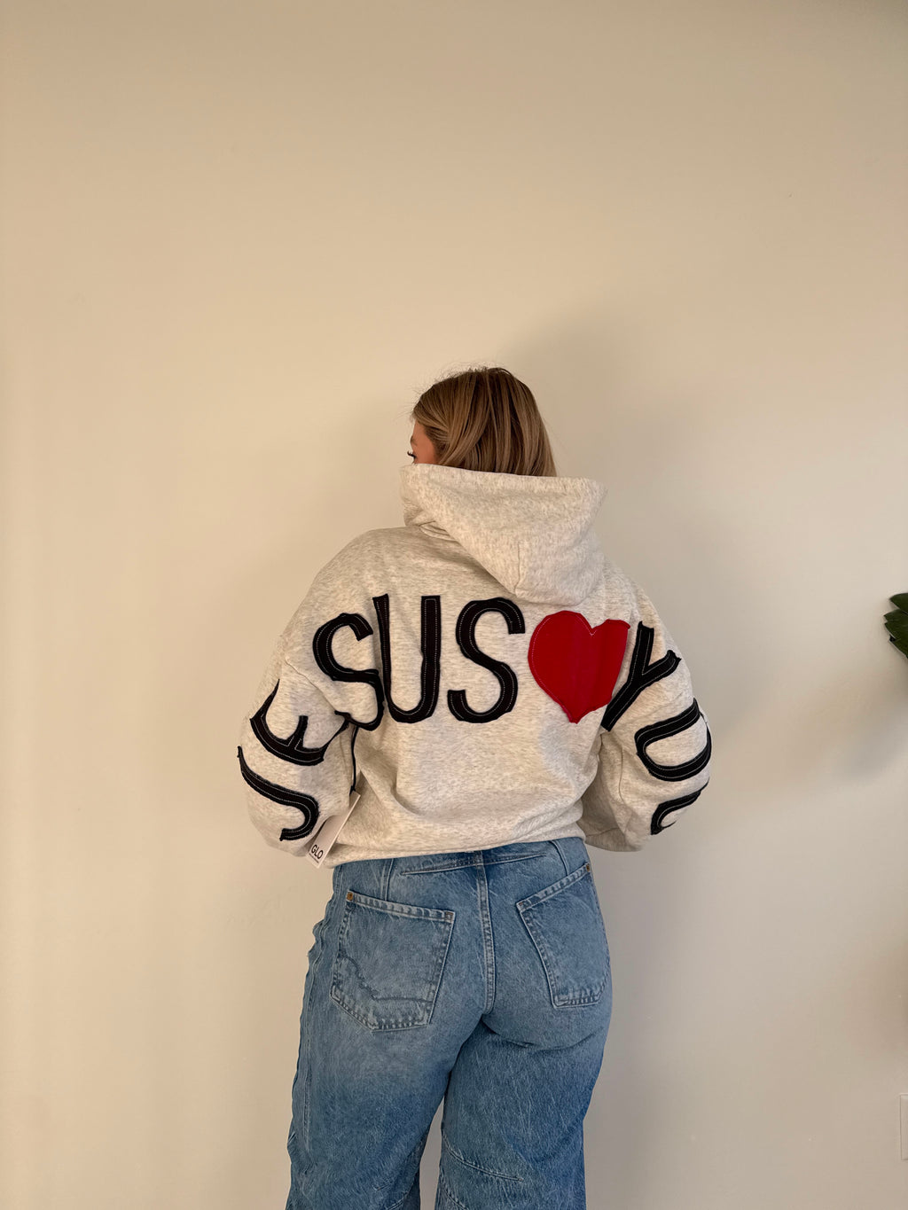 Jesus Loves You Patchwork Oatmeal Hoodie