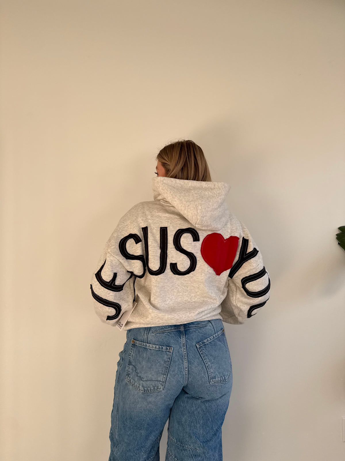 Jesus Loves You Patchwork Oatmeal Hoodie