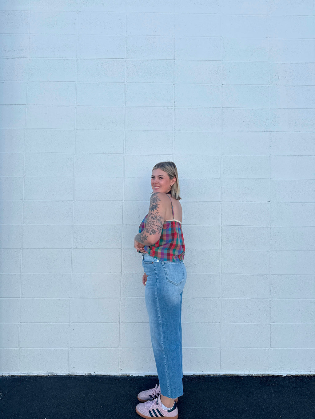 High Rise Crop Raw Hem Denim Pants
