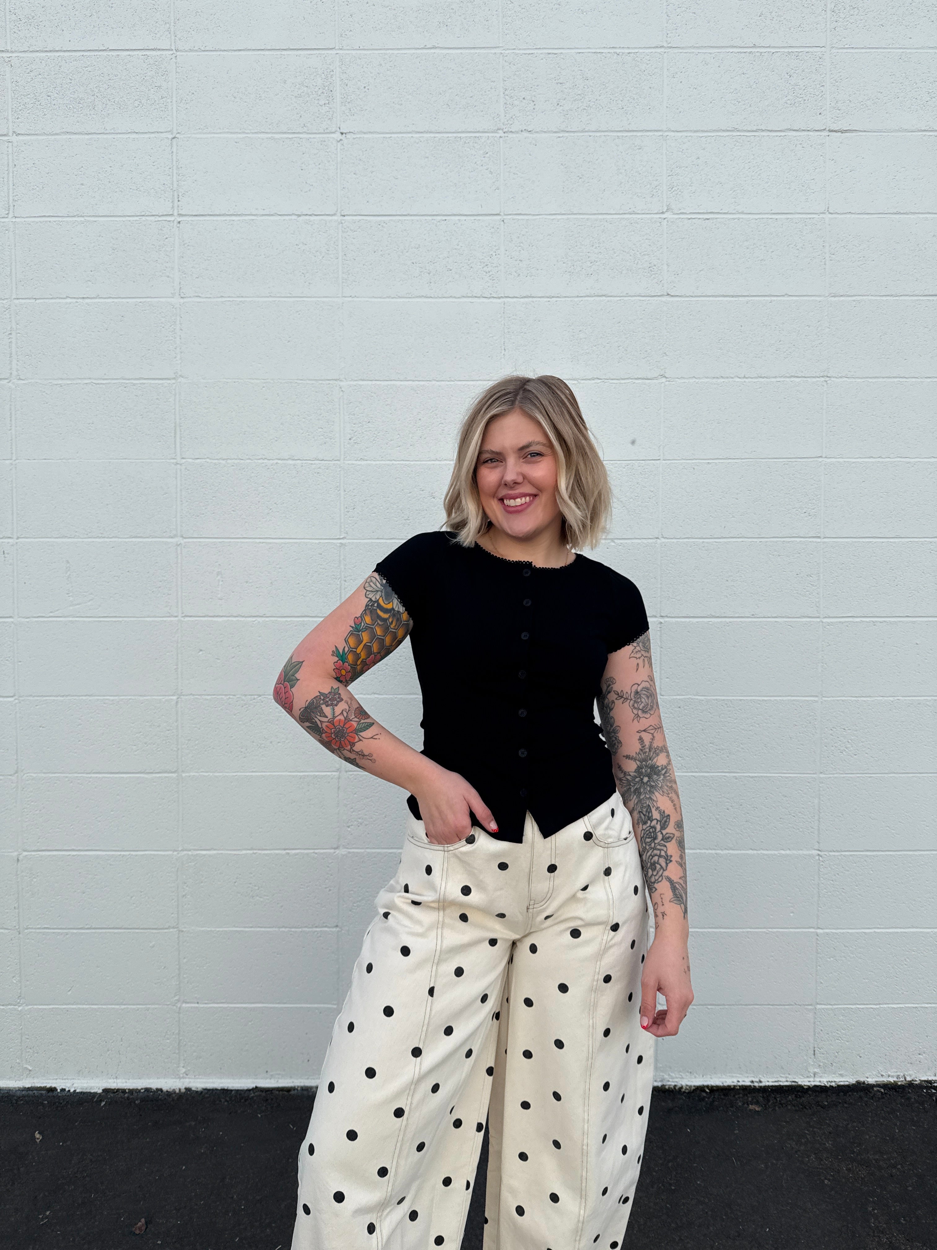 Lettuce Hem Button Up Tees (multiple colors)