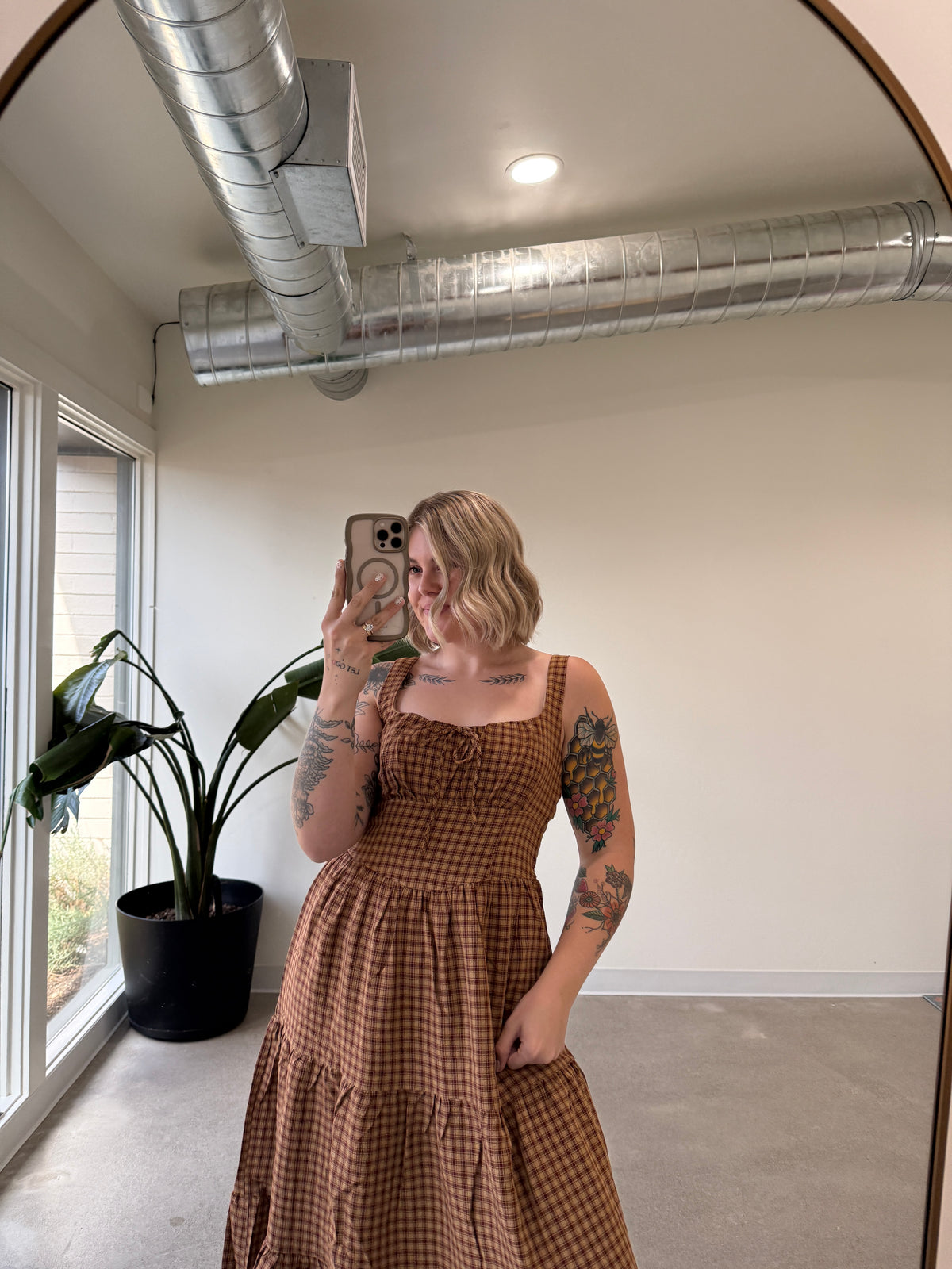 Harvest Plaid Midi Dress