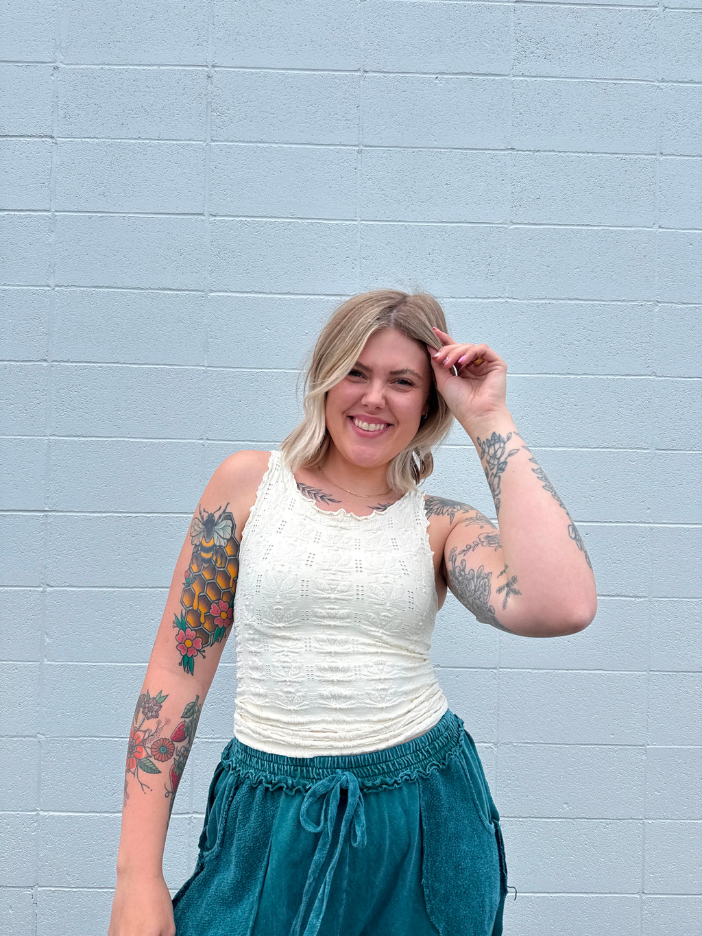 Ruffle Hem Textured Tanks (Multiple colors)